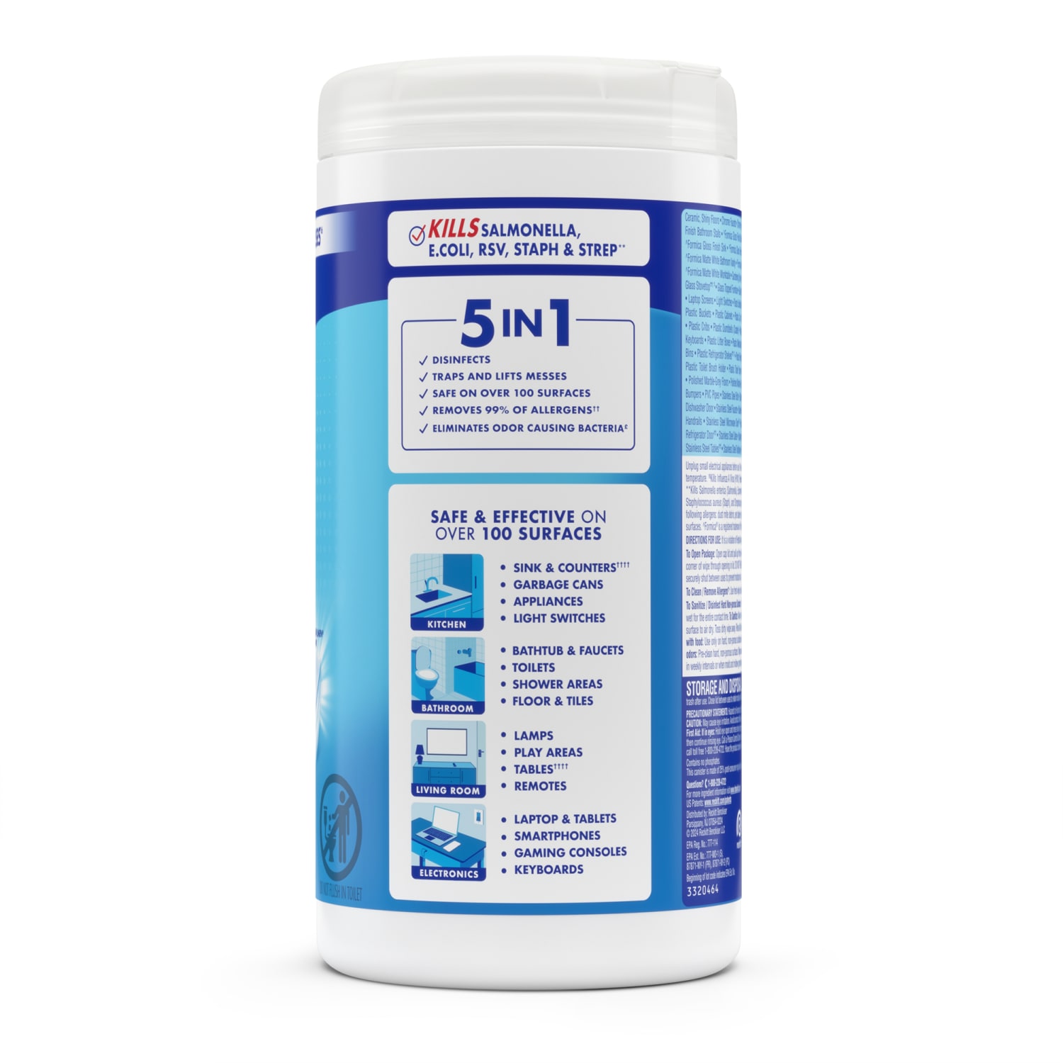 Lysol Disinfecting Wipes, Crisp Linen Scent, 8in x 8in, Canister Of 80 - Image 4