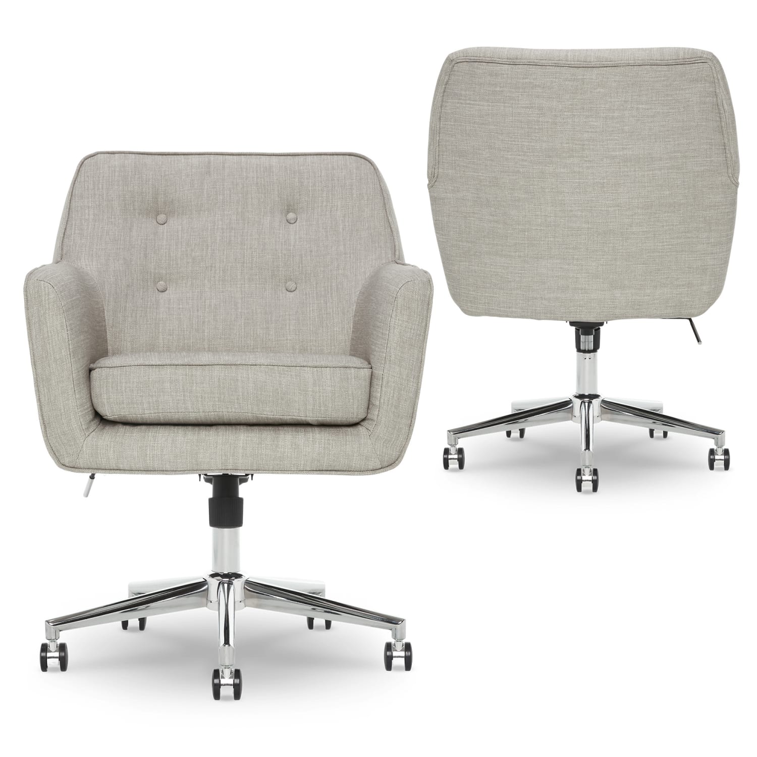 Serta Ashland Mid-Back Office Chair, Light Gray/Chrome - Image 6