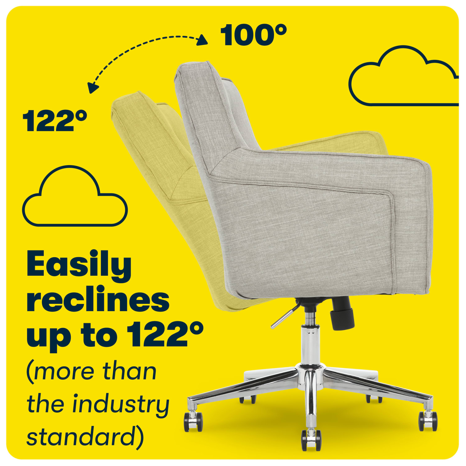 Serta® Ashland Mid-Back Office Chair, Light Gray/Chrome - Image 7