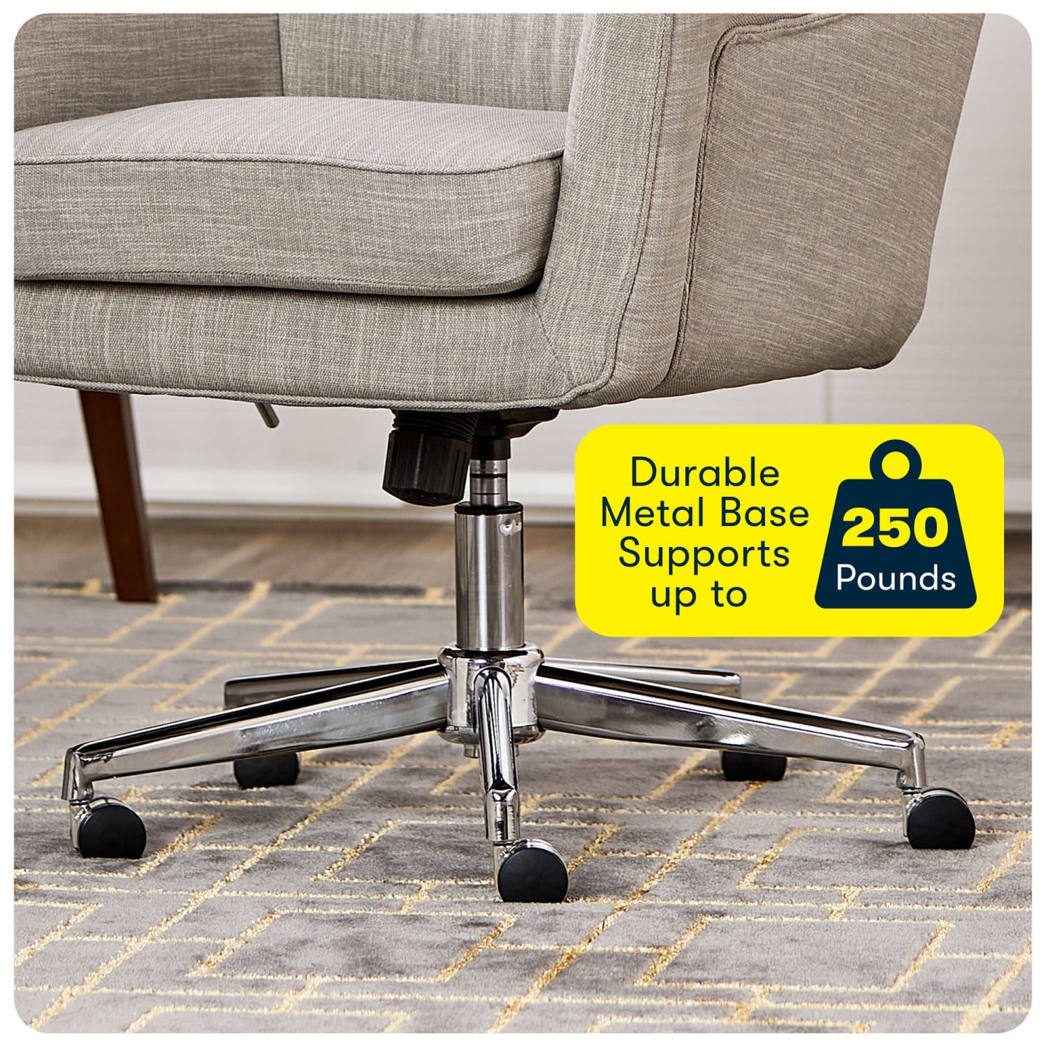 Serta® Ashland Mid-Back Office Chair, Light Gray/Chrome - Image 9