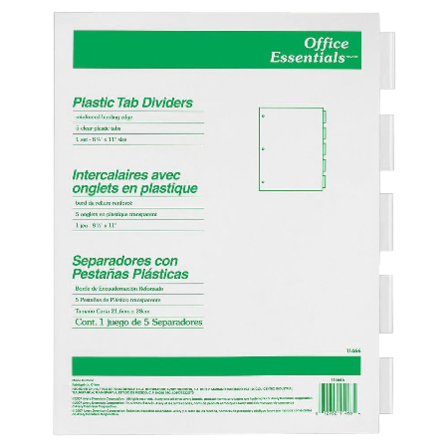 Avery Office Essentials 30% Recycled Dividers, 8 1/2in x 11in, 5-Tab, Clear 30% Recycled Dividers/Clear Tabs - Image 3