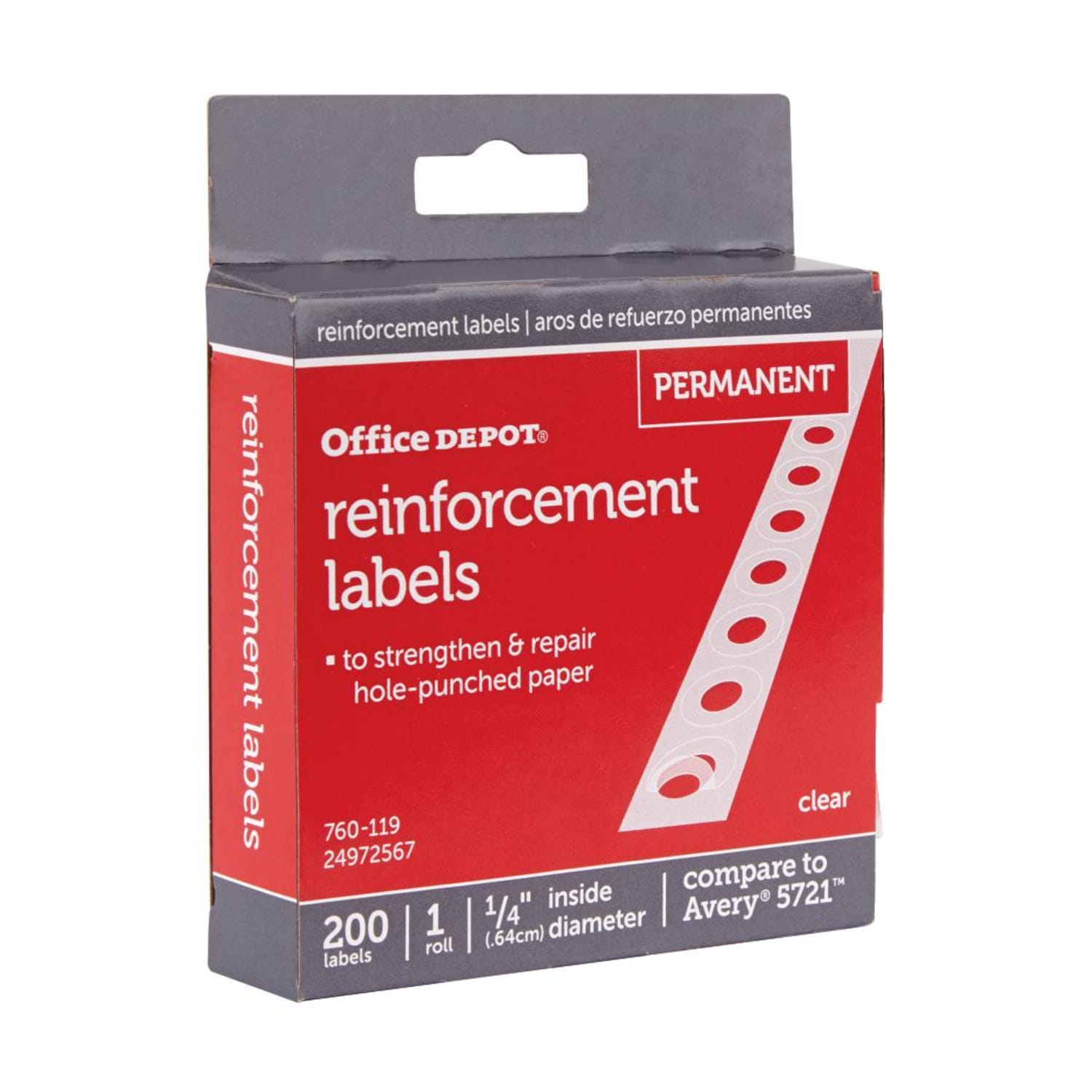 Office Depot Brand Permanent Self-Adhesive Reinforcement Labels, 1/4in Diameter, Clear, Pack Of 200 - Image 3