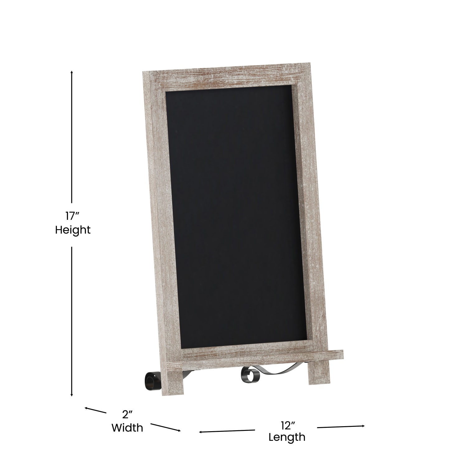 Flash Furniture Canterbury Tabletop Magnetic Chalkboard Sign With Scrolled Legs, Porcelain Steel, 17inH x 12inW x 1-7/8inD, Weathered Brown Wood Frame - Image 6
