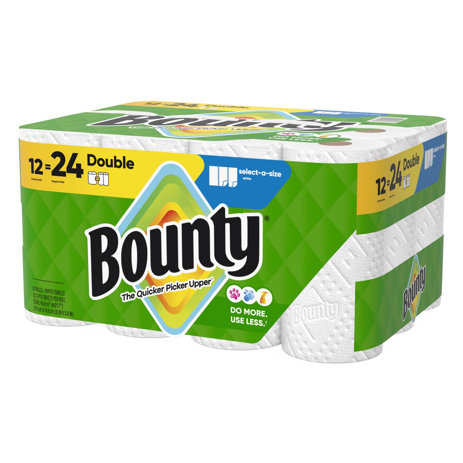 Bounty Paper Towels Select-A-Size Double Rolls, 12 Rolls Total/82 Sheets Per Roll, White - Image 6