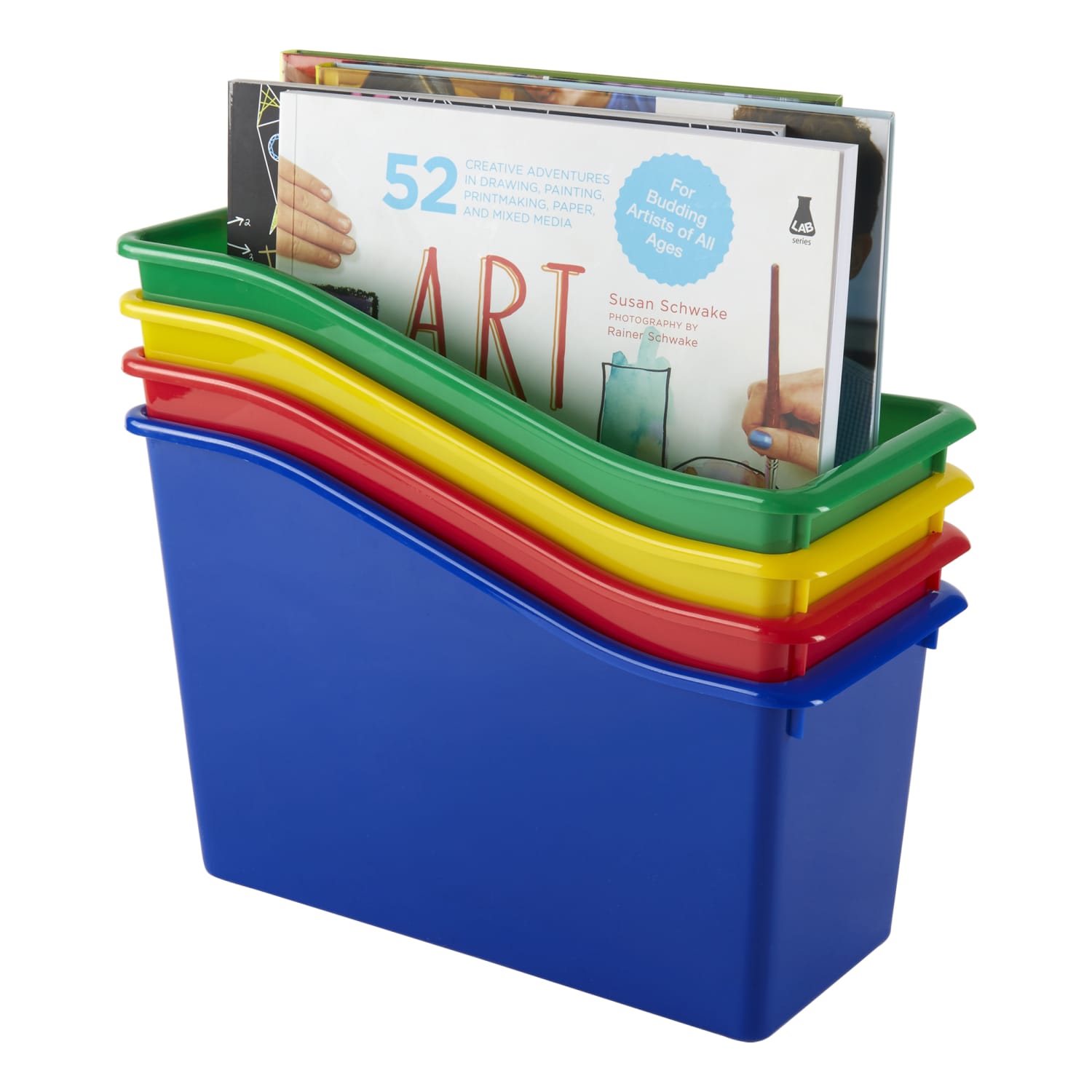 Office Depot Brand Plastic Book Bin, 7-1/2inH x 11-1/2inW x 5-1/2inD, Assorted Colors - Image 3