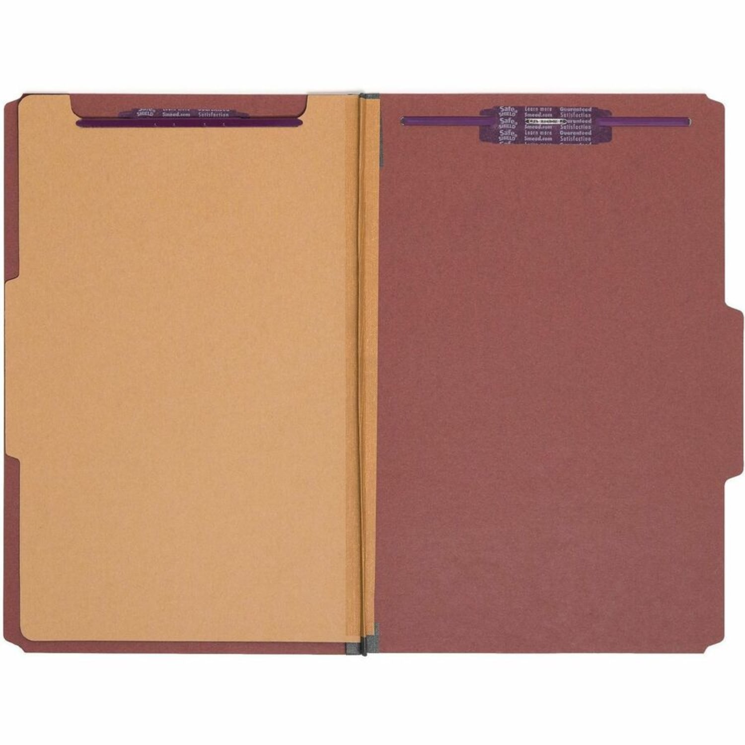 Smead Classification Folders, Pressboard With SafeSHIELD Fasteners, 1 Divider, 2in Expansion, Legal Size, 60% Recycled, Red, Box Of 10 - Image 4
