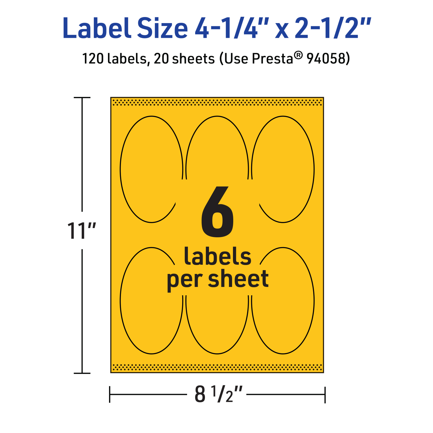 Avery Printable Labels With Sure Feed Technology, 94058-BYP20, Oval, 4-1/4in x 2-1/2in, Matte Bright Yellow, Pack of 120 - Image 6