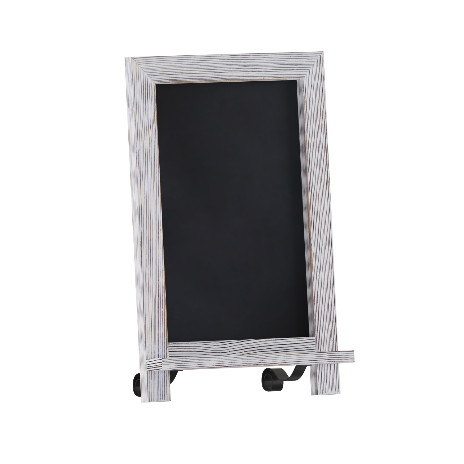Flash Furniture Canterbury Tabletop Magnetic Chalkboard Sign With Metal Scrolled Legs, 9-1/2in x 14in, White Wash - Image 3