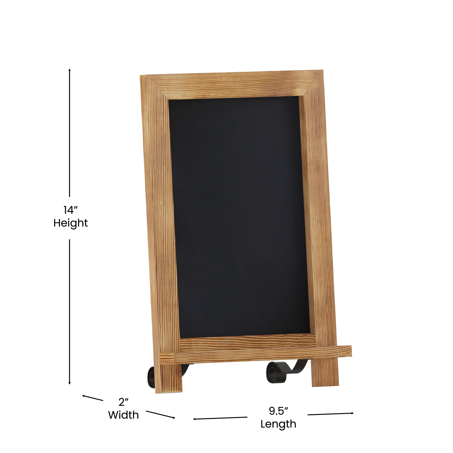 Flash Furniture Canterbury Tabletop Magnetic Chalkboard Sign With Metal Scrolled Legs, 9-1/2in x 14in, Torched Brown - Image 6