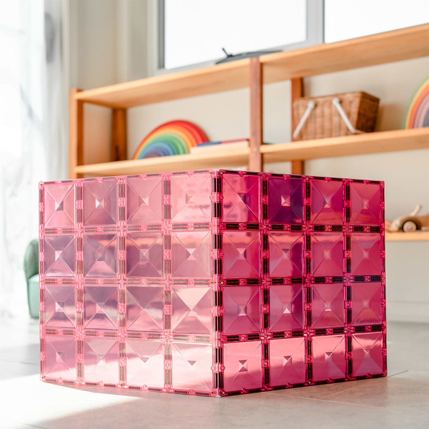 Connetix Magnetic Tiles Pastel Pink & Berry Base Plate, 2 Pieces - Image 4