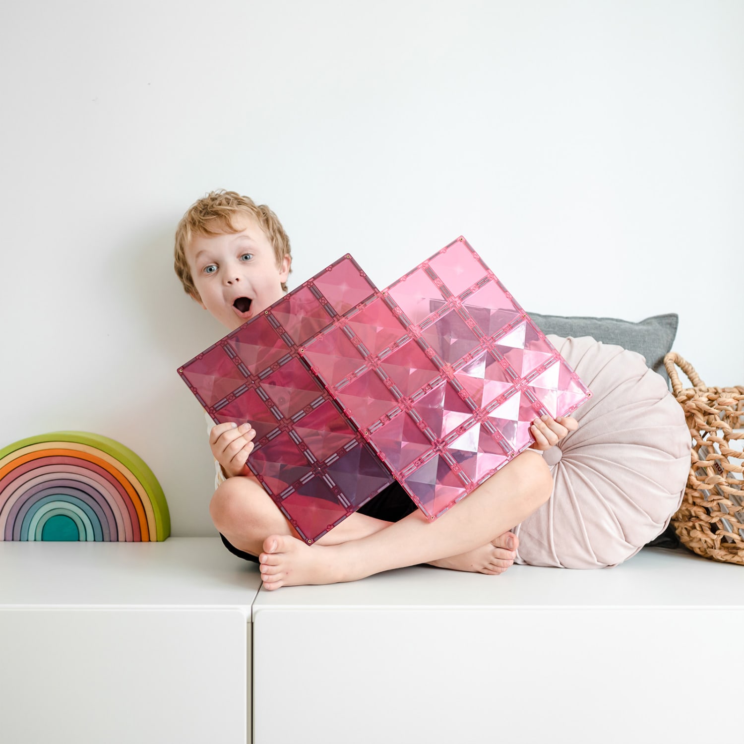 Connetix Magnetic Tiles Pastel Pink & Berry Base Plate, 2 Pieces - Image 6