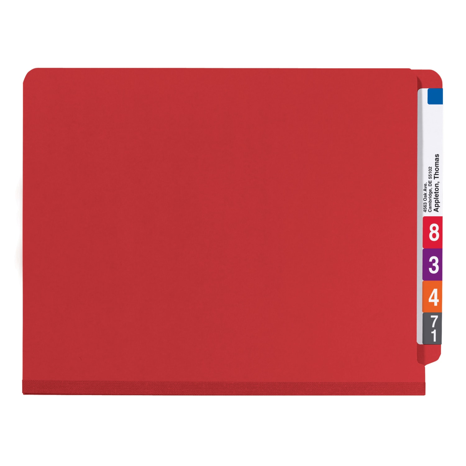 Smead End-Tab Classification Folders, 8 1/2in x 11in, 2 Divider, 2 Partition, Bright Red, Pack Of 10 - Image 3