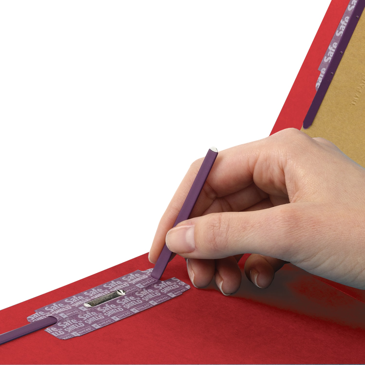 Smead End-Tab Classification Folders, 8 1/2in x 11in, 2 Divider, 2 Partition, Bright Red, Pack Of 10 - Image 5