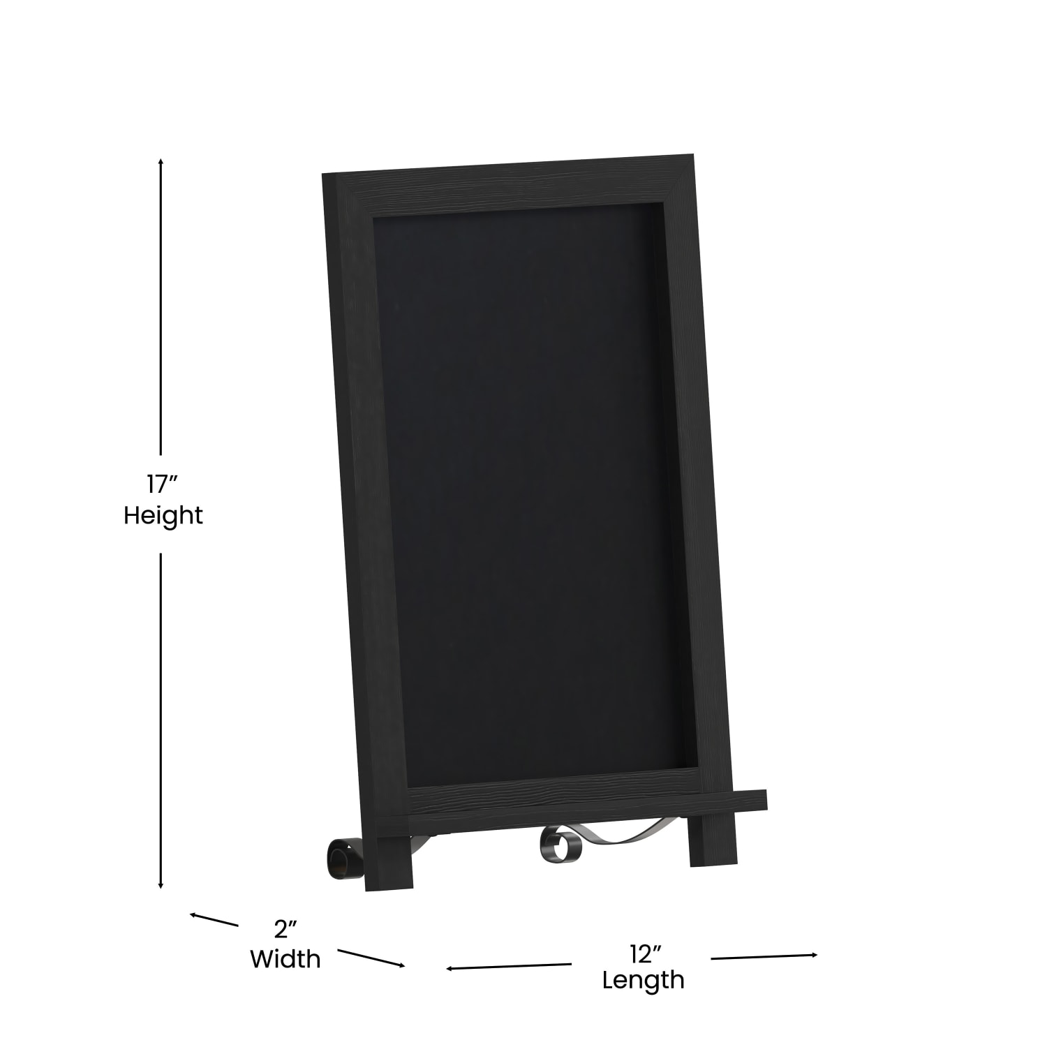 Flash Furniture Canterbury Tabletop Magnetic Chalkboard Sign With Scrolled Legs, Porcelain Steel, 17inH x 12inW x 1-7/8inD, Black Wood Frame - Image 6