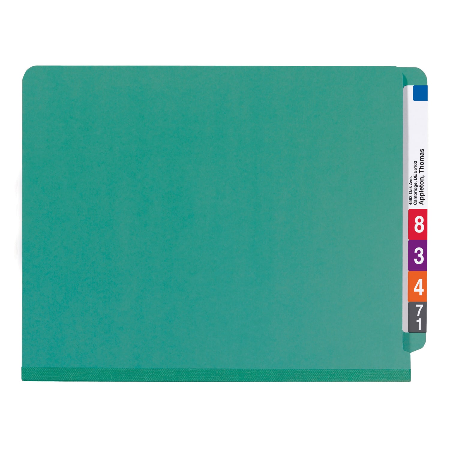 Smead End-Tab Classification Folders, With SafeSHIELD Fasteners, 8 1/2in x 11in, 2 Divider, 2 Partition, Green, Pack Of 10 - Image 3