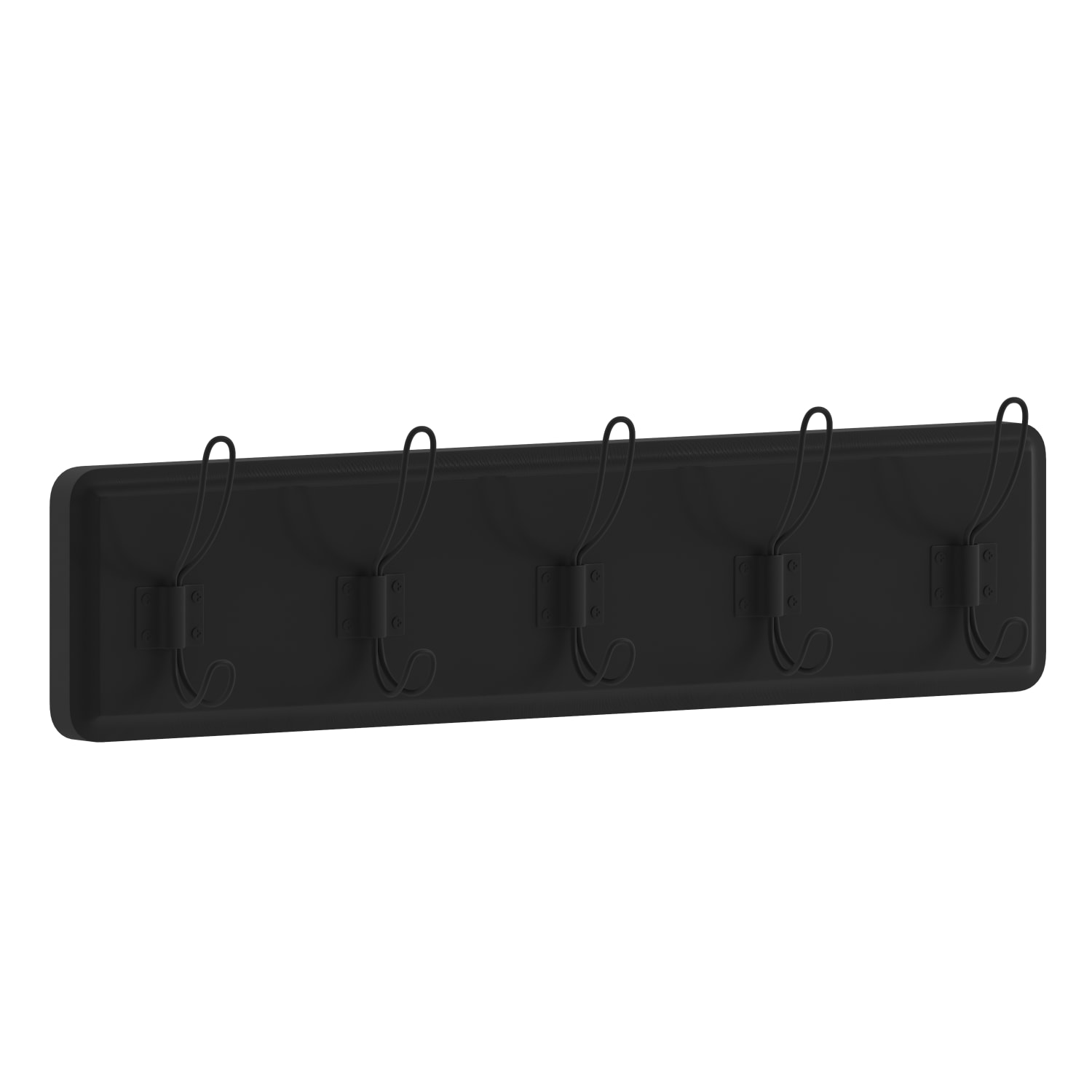 Flash Furniture Daly Wall-Mounted Solid Pine Wood Storage Rack With 5 Hanging Hooks, 6-1/2inH x 24inW x 3-1/8inD, Black - Image 3