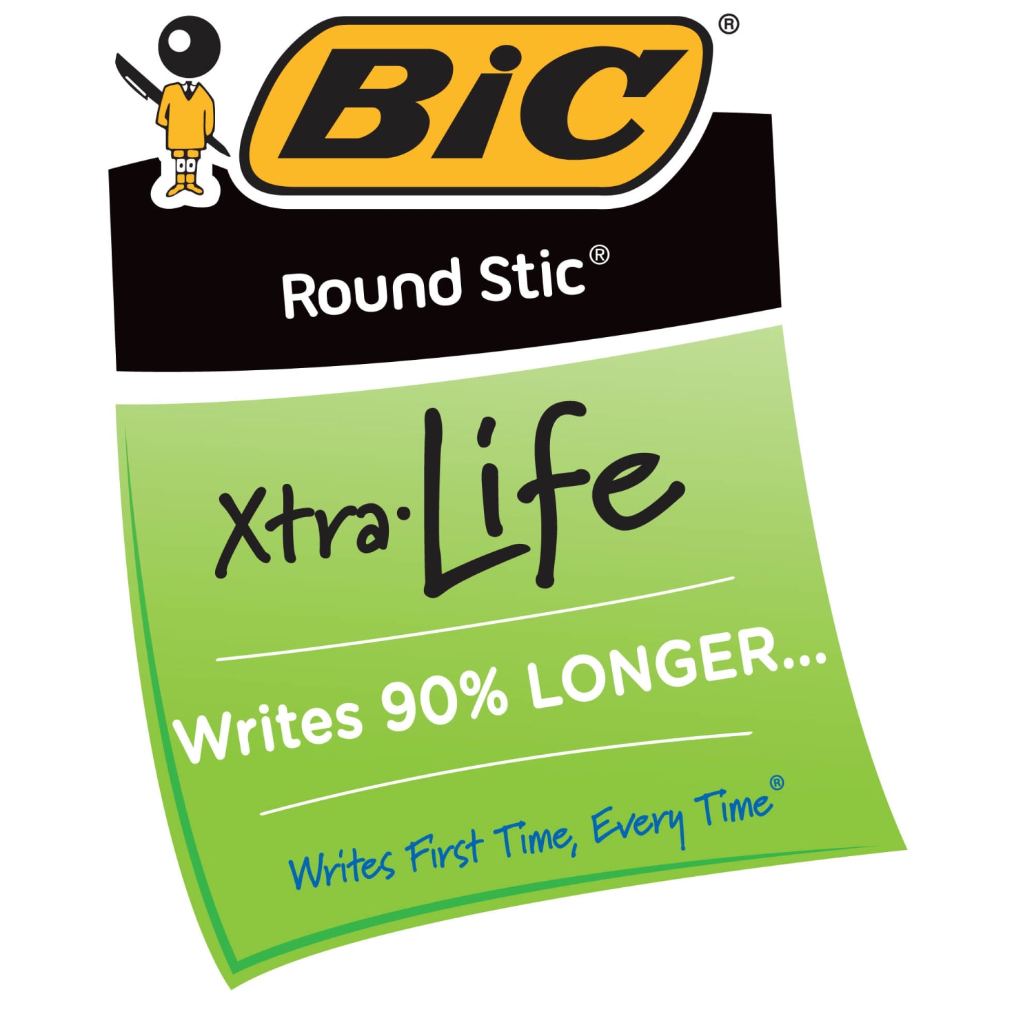 BIC Round Stic Xtra Life Ballpoint Pens, Medium Point, 1.0 mm, Translucent Barrel, Blue Ink, Pack Of 36 Pens - Image 4