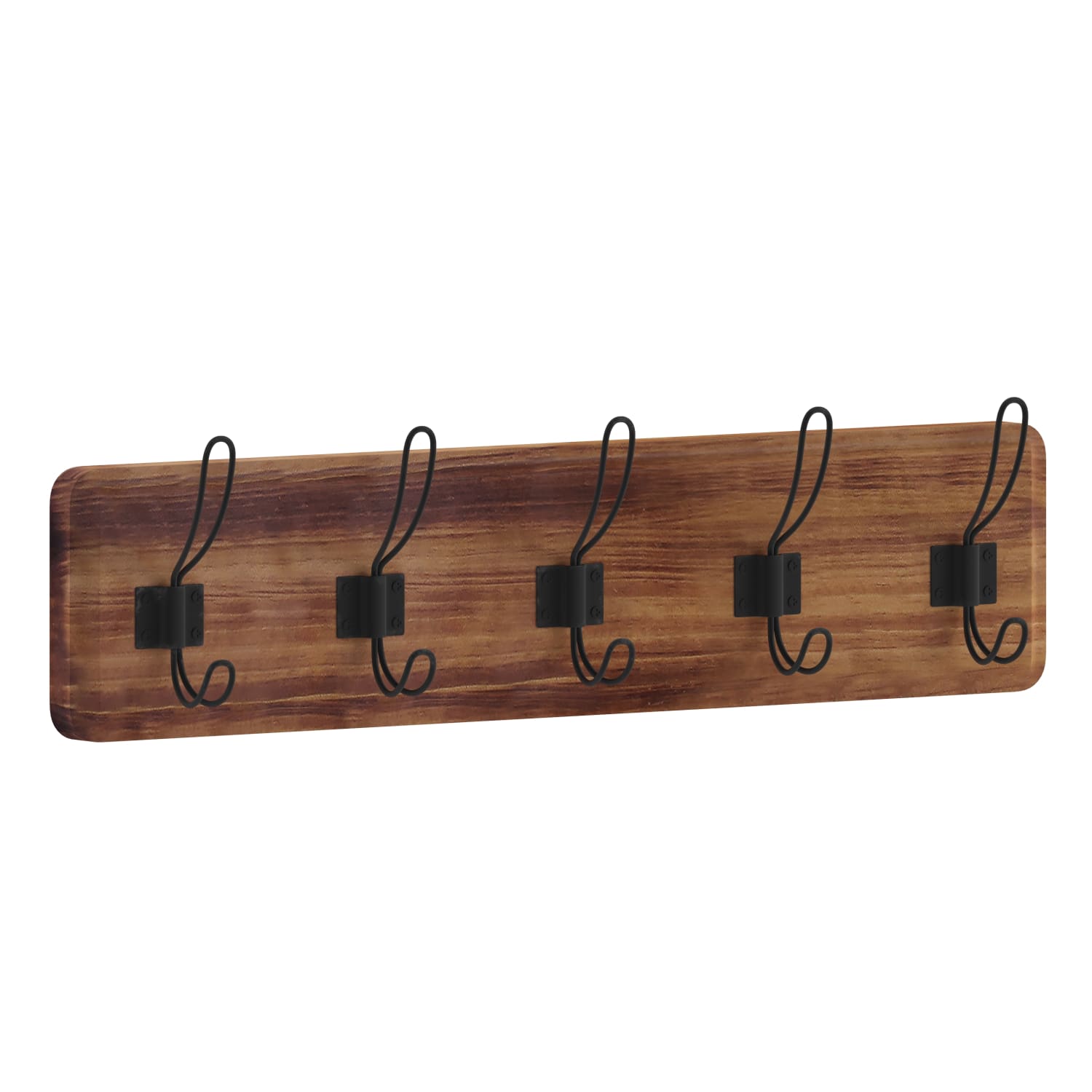 Flash Furniture Daly Wall-Mounted Solid Pine Wood Storage Rack With 5 Hanging Hooks, 6-1/2inH x 24inW x 3-1/8inD, Rustic Brown - Image 3