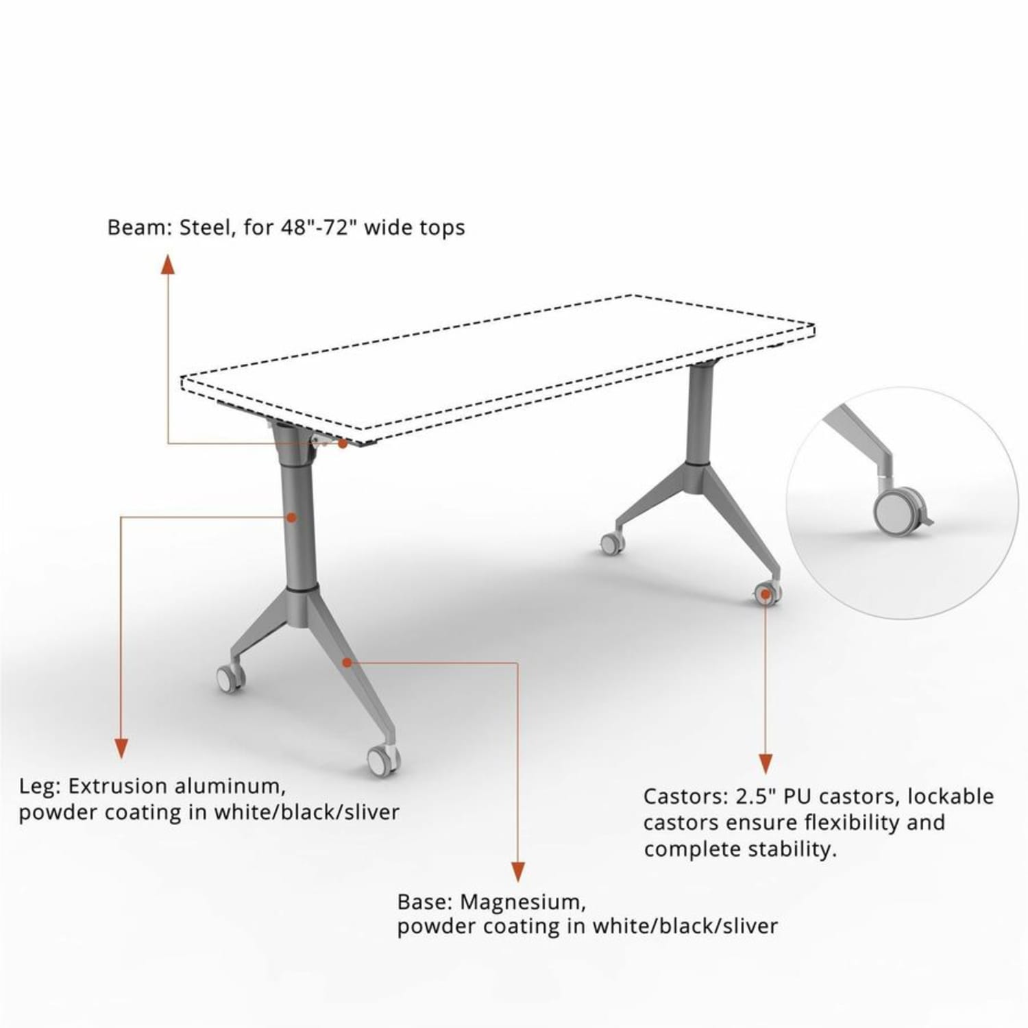 Lorell Spry Nesting Training Table Base, 60758 - Image 6