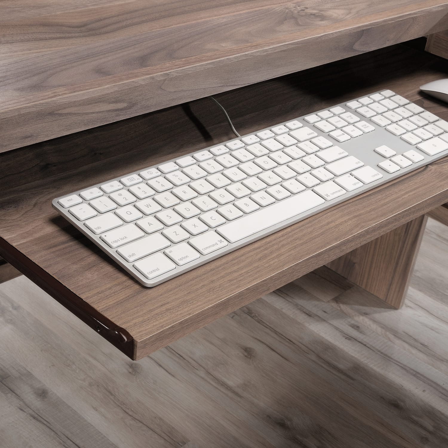 Sauder Costa 66inW L-Shaped Computer Desk, Washed Walnut - Image 6