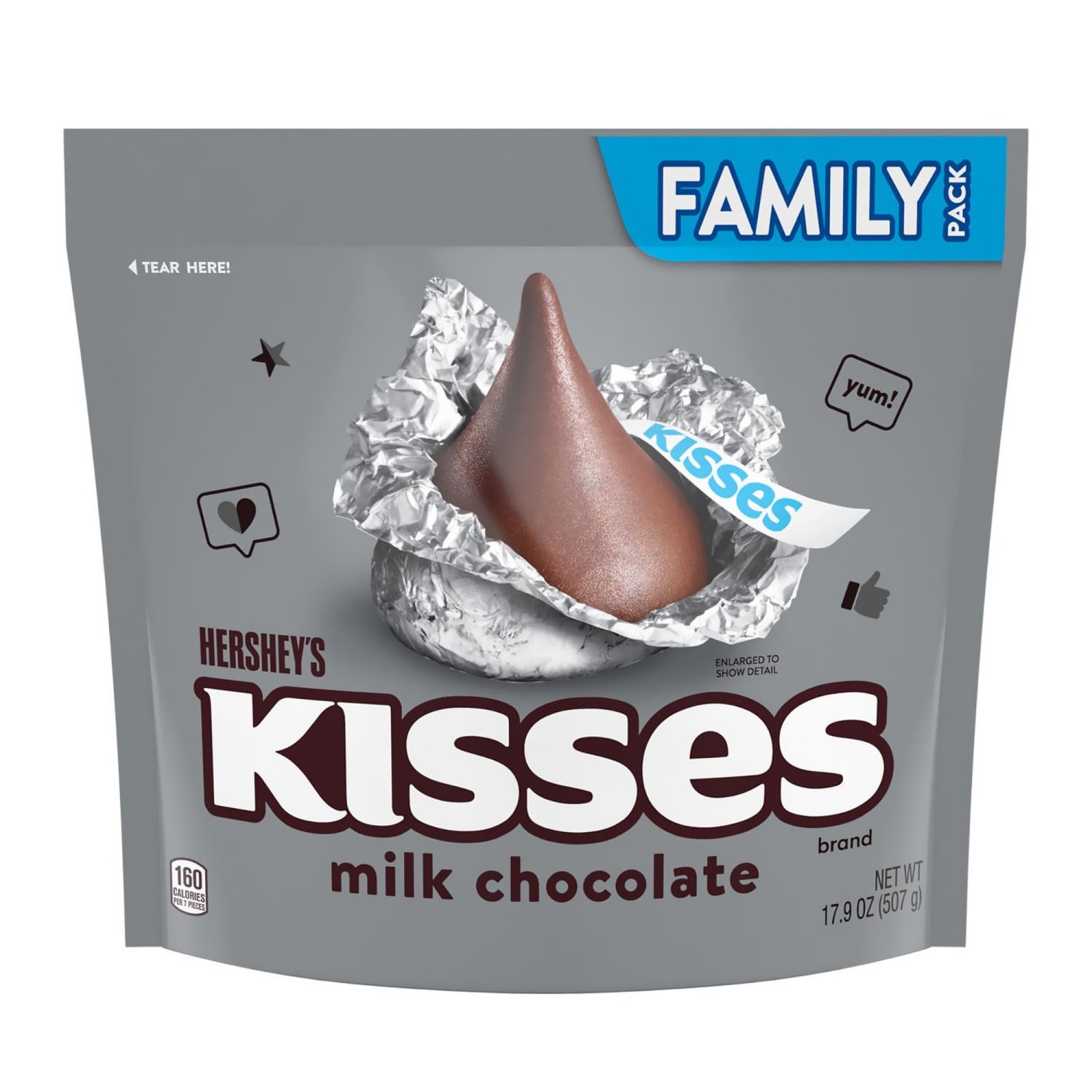 KISSES Hersheys Milk Chocolate Family Pack Stand Up Bags, 17.9 Oz, Pack Of 3 Bags - Image 4