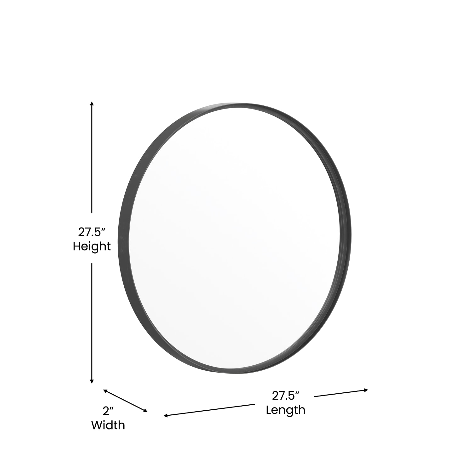Flash Furniture Jennifer Round Metal-Framed Wall Mirror, 27-1/2inH x 27-1/2inW x 2inD, Black - Image 6