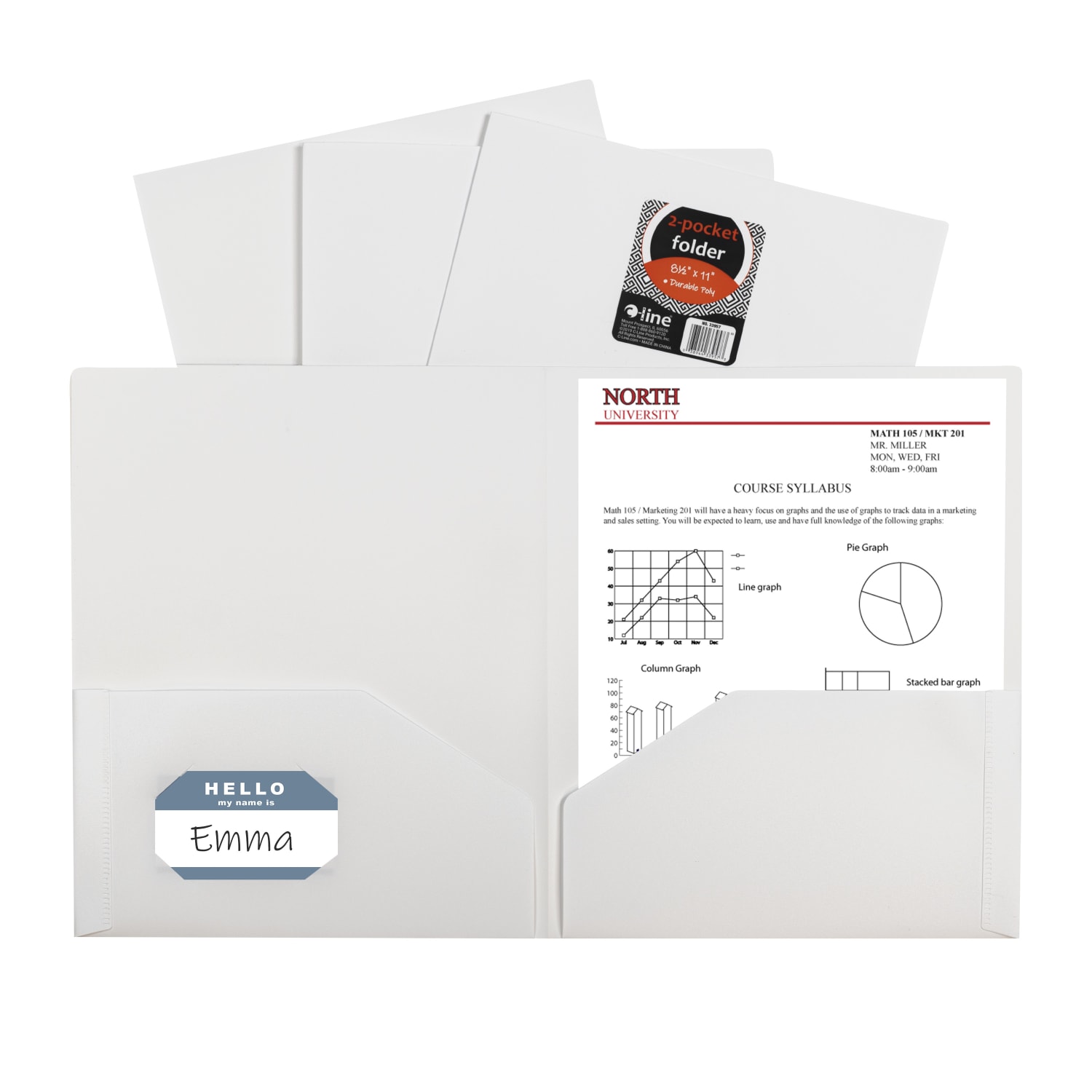 C-Line 2-Pocket Poly Portfolios, Letter Size, White, Pack Of 25 Folders - Image 3