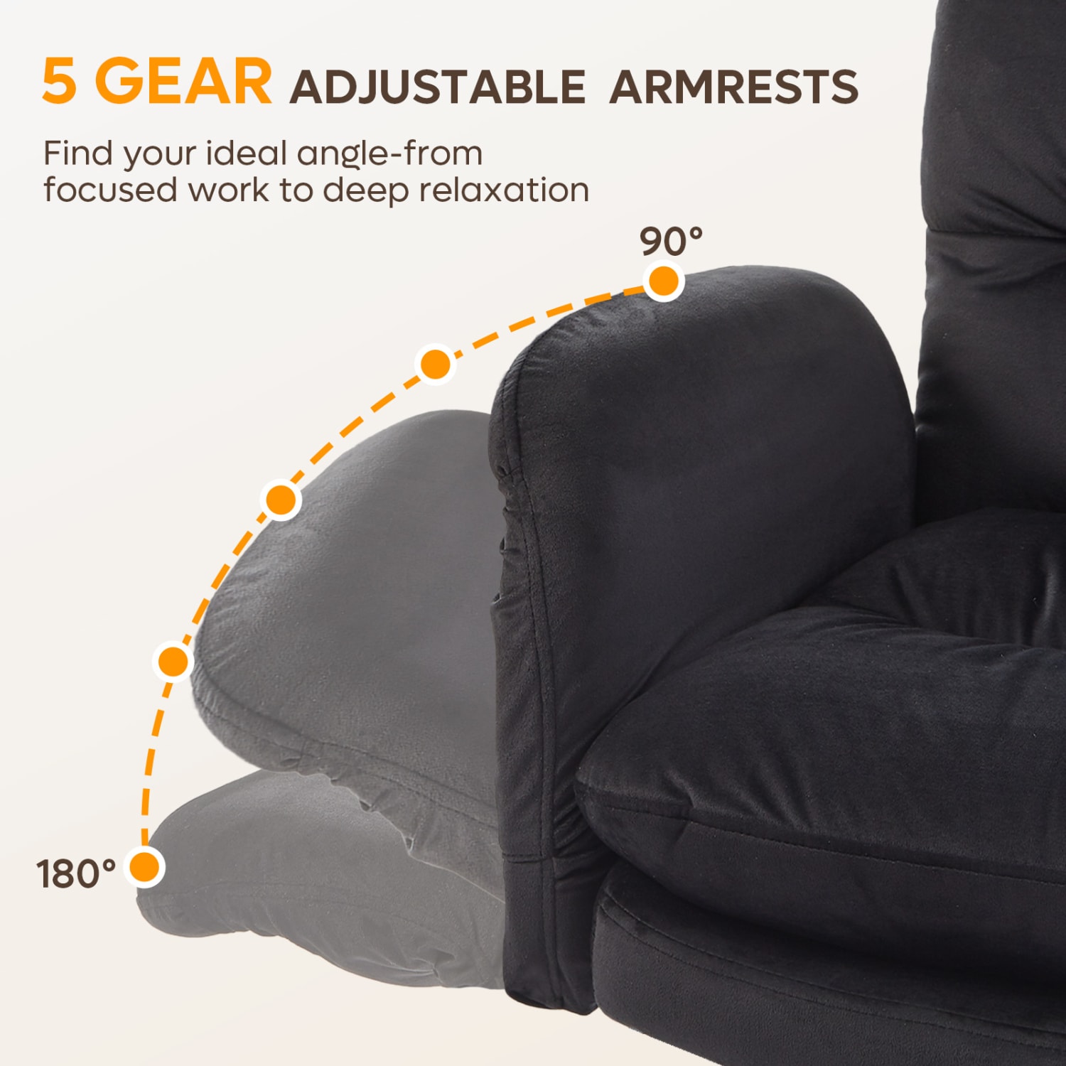 Bestier Ergonomic Velour Mid-Back Swivel Executive Task Chair, Black - Image 5