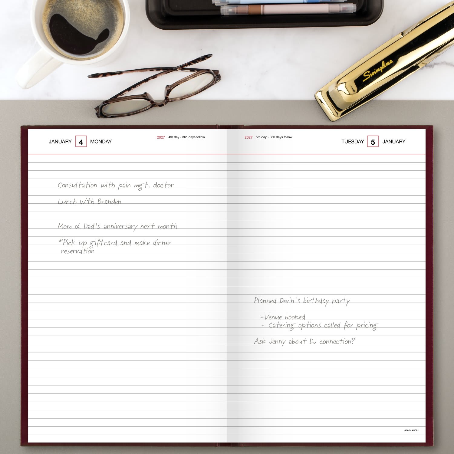 AT-A-GLANCE Standard Diary 2027 Daily Diary, Red, Large, 7 3/4in x 12in - Image 3