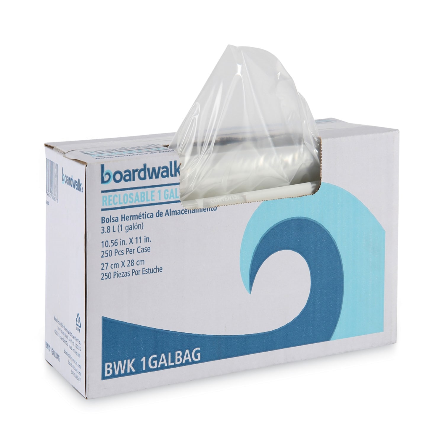 Boardwalk Resealable Food Storage Bags, 1 Gallon, 10-1/2in x 11in, Clear, Box Of 250 Bags - Image 3