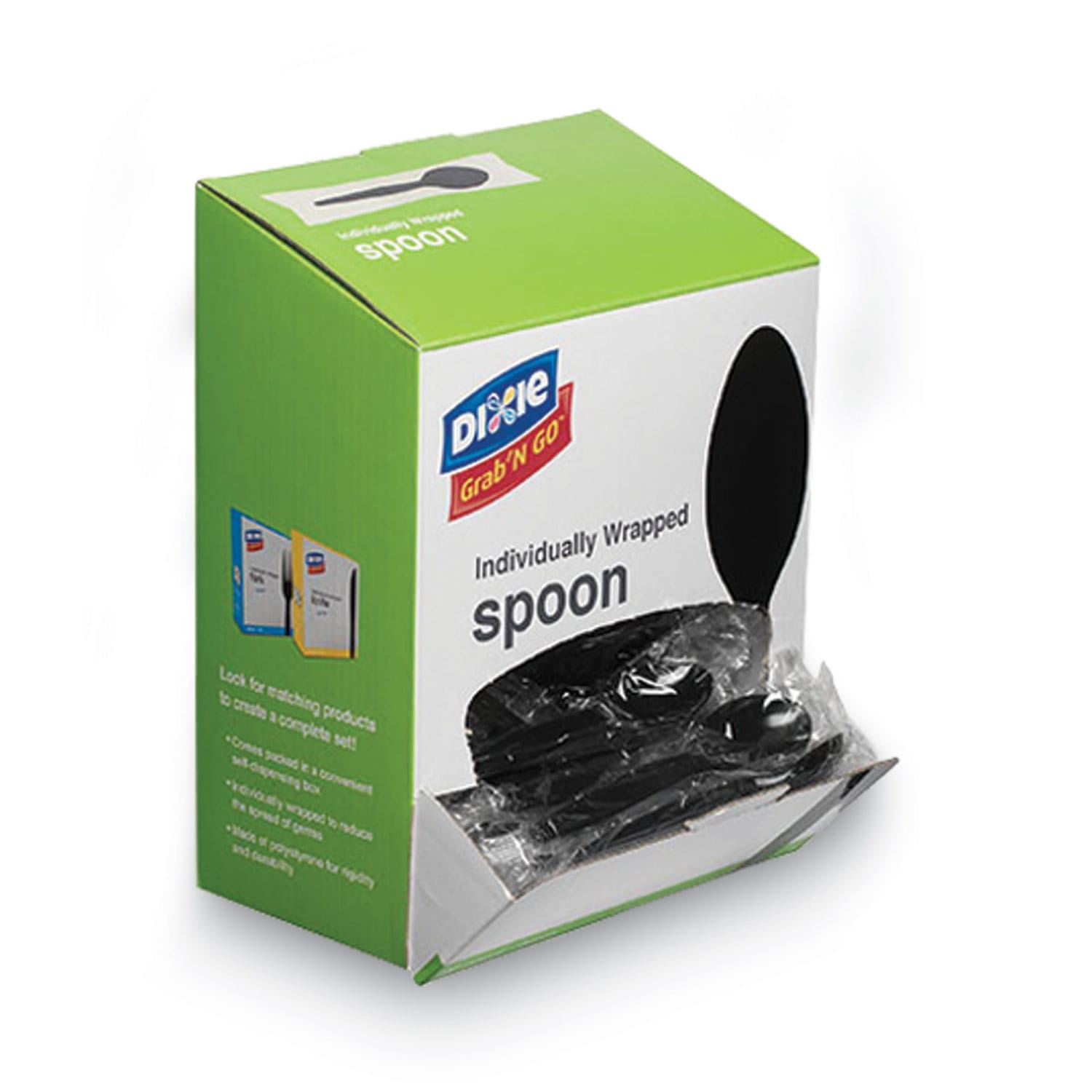 Dixie Grab'N Go Wrapped Cutlery, Teaspoons, 5-5/8in, Black, Box Of 90 Pieces - Image 3