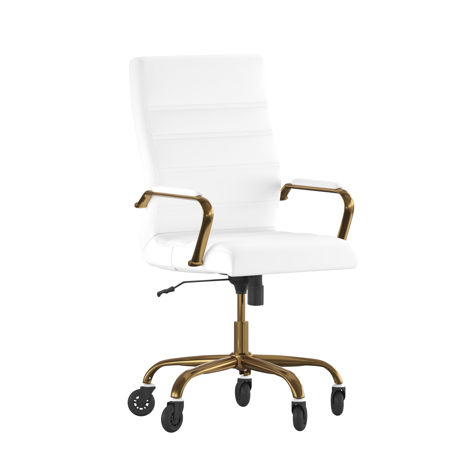 Flash Furniture Whitney Ergonomic Faux Leather High Back Executive Swivel Office Chair WhiteGold PopularChairscom