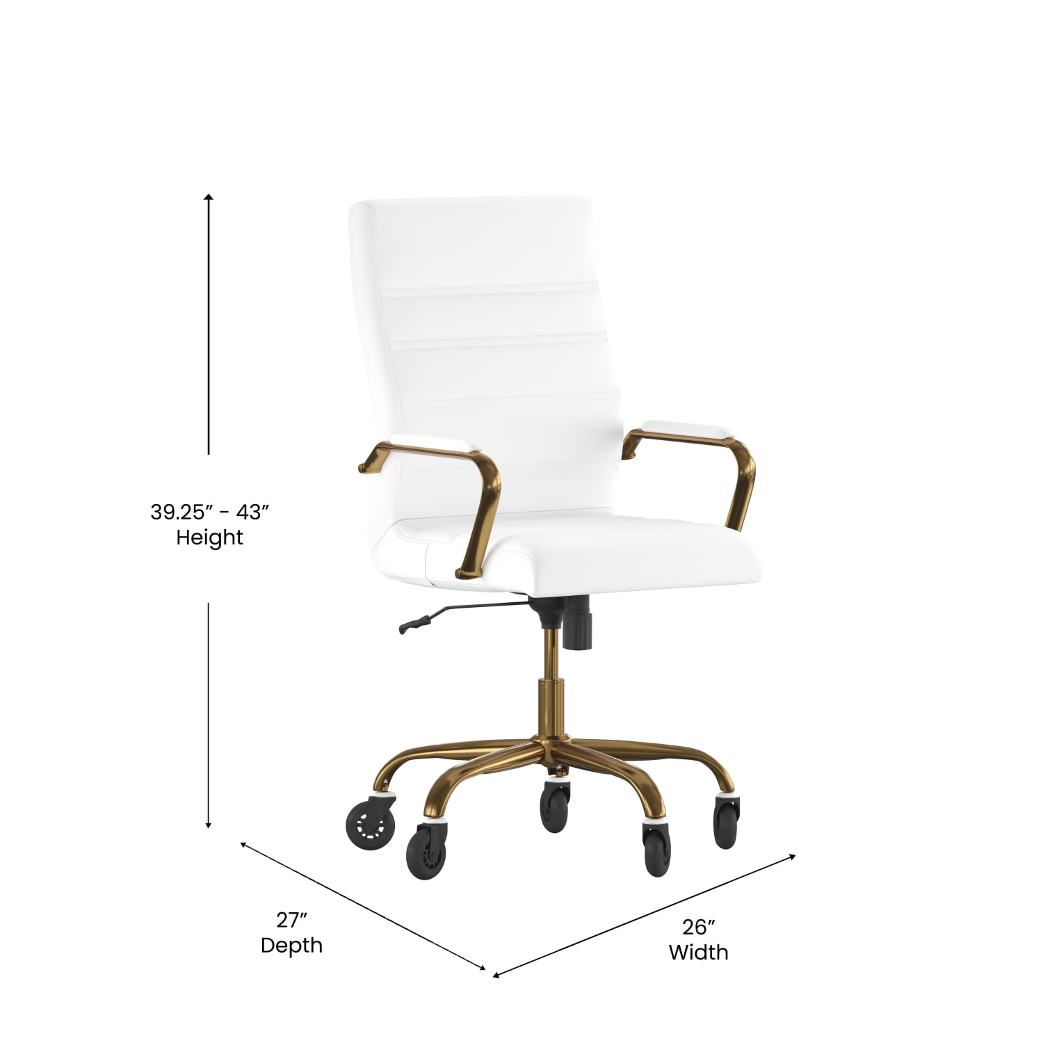 Flash Furniture Whitney Ergonomic Faux Leather High-Back Executive Swivel Office Chair, White/Gold - Image 6