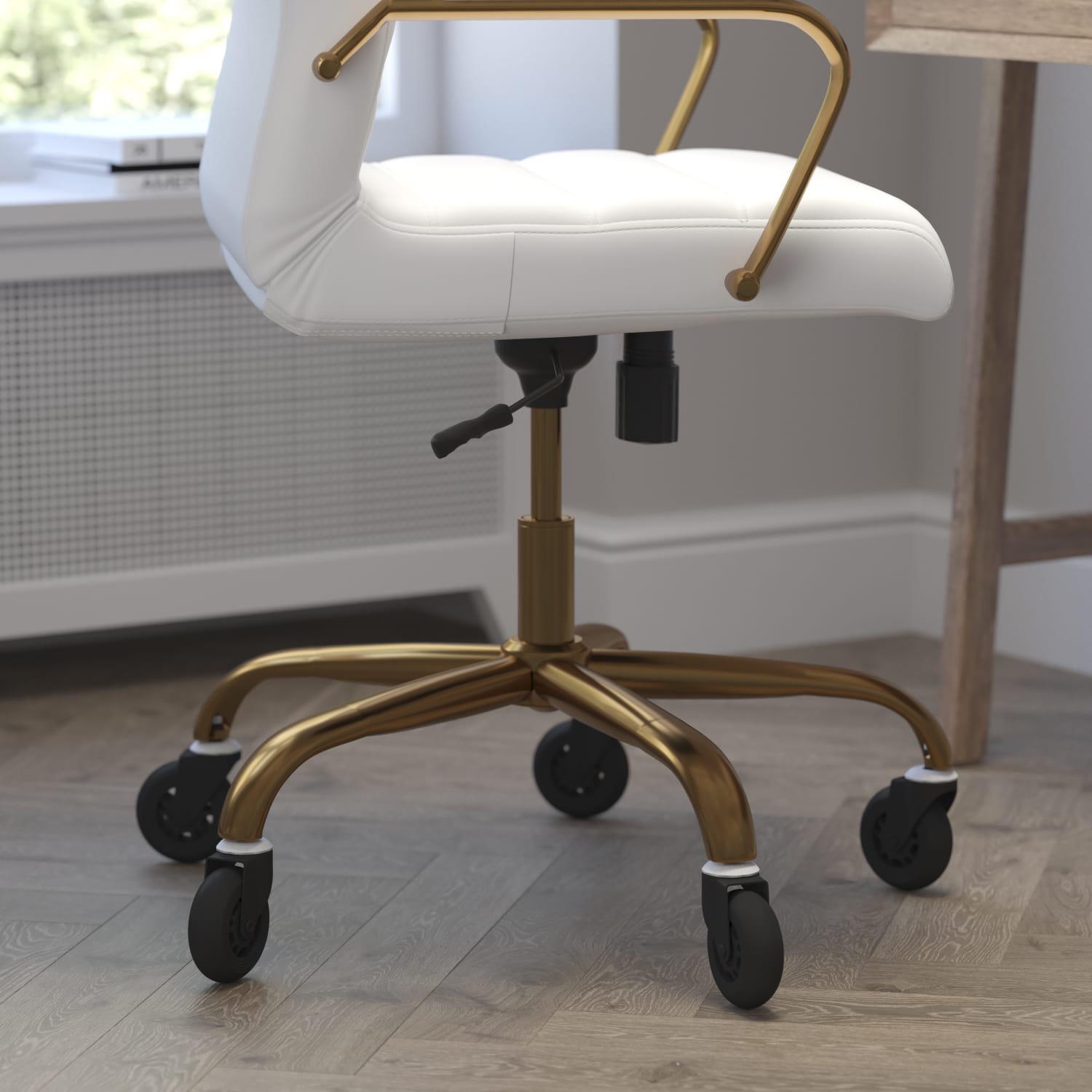 Flash Furniture Whitney Ergonomic Faux Leather High Back Executive Swivel Office Chair WhiteGold PopularChairscom