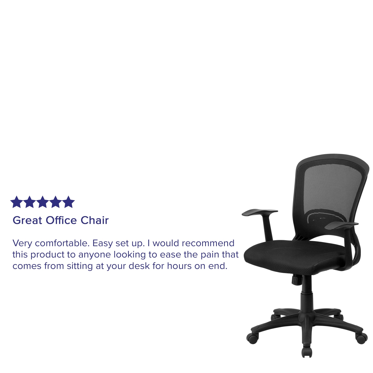 Flash Furniture Mesh Mid-Back Swivel Task Chair With Padded Seat, Black - Image 6
