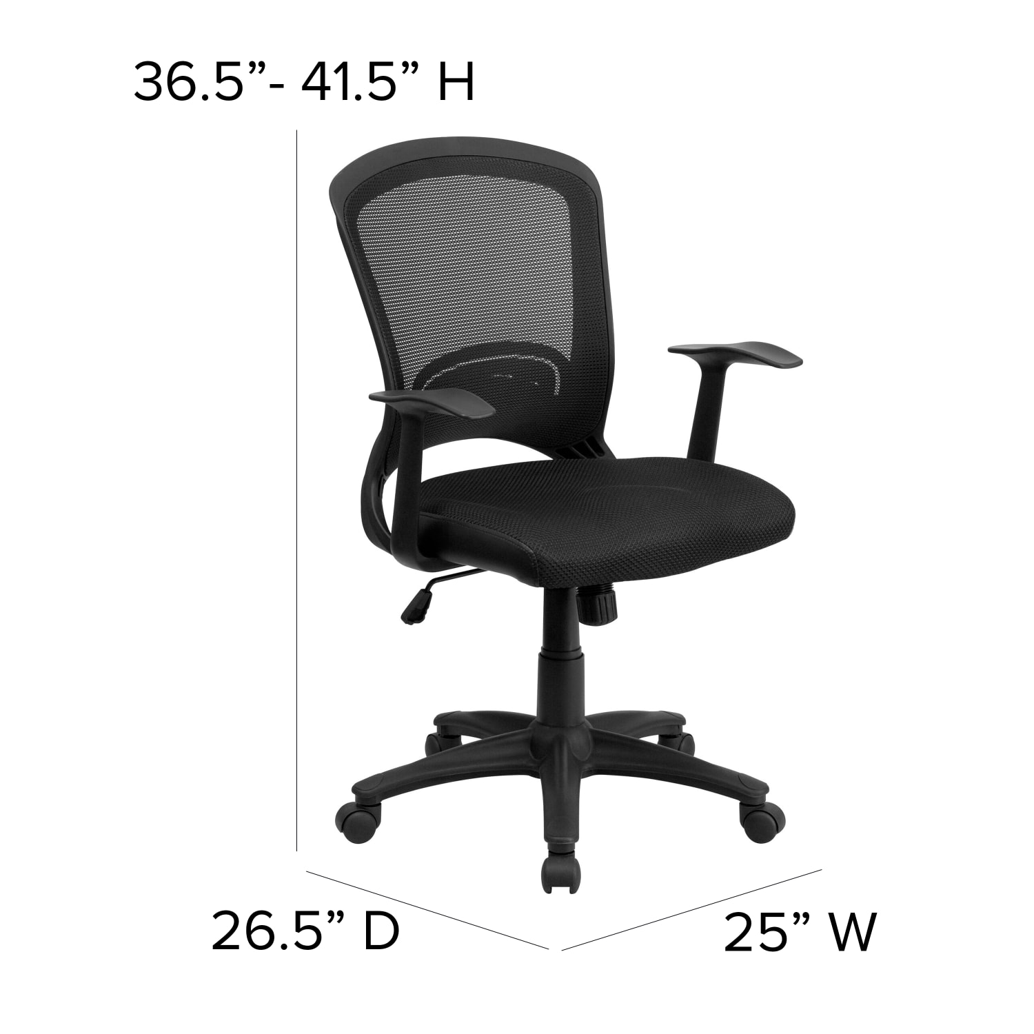 Flash Furniture Mesh Mid-Back Swivel Task Chair With Padded Seat, Black - Image 8