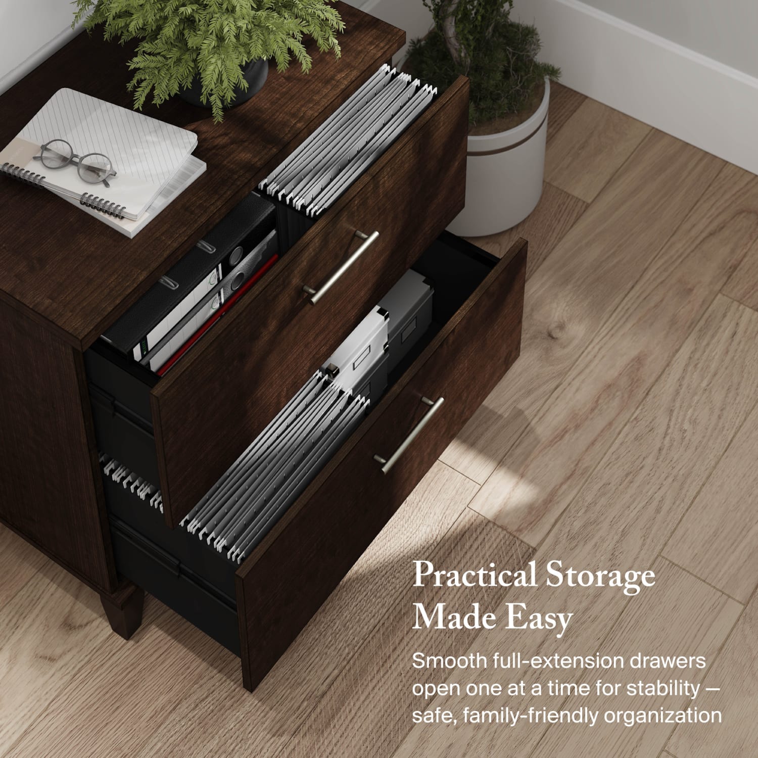 Bush Furniture Somerset 2-Drawer Lateral File Cabinet, Mocha Cherry, Standard Delivery - Image 5