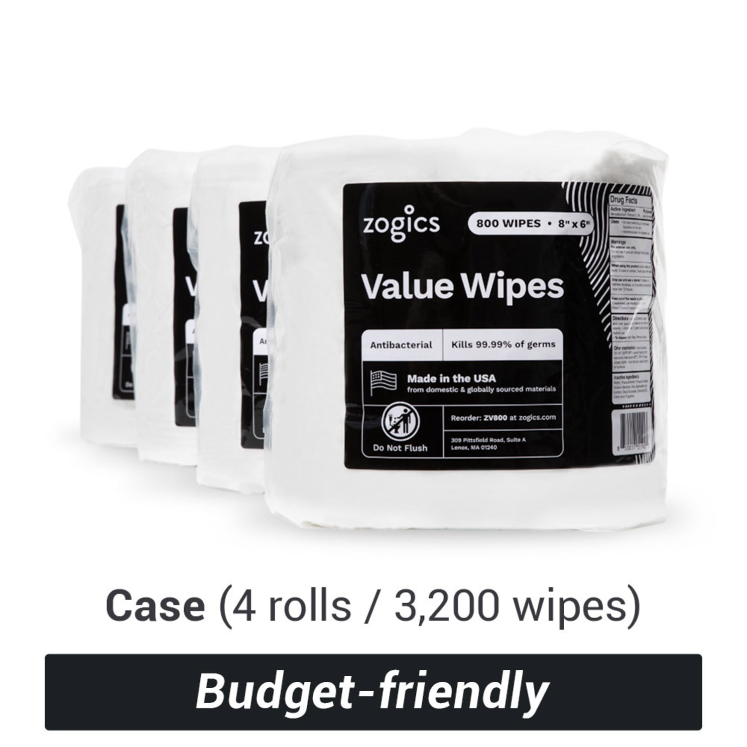 Zogics Antibacterial Value Wipes, White, Total Qty 3,200 - Image 3
