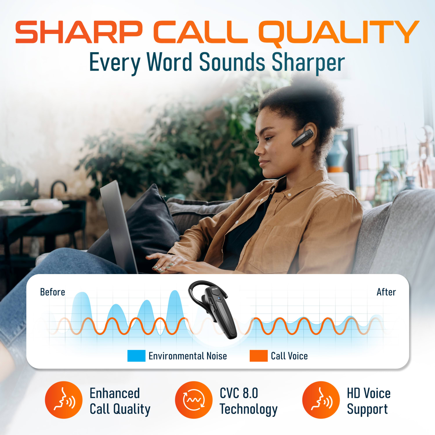 Delton 87X Wireless Bluetooth Headset, Black, Total Qty 1 - Image 5