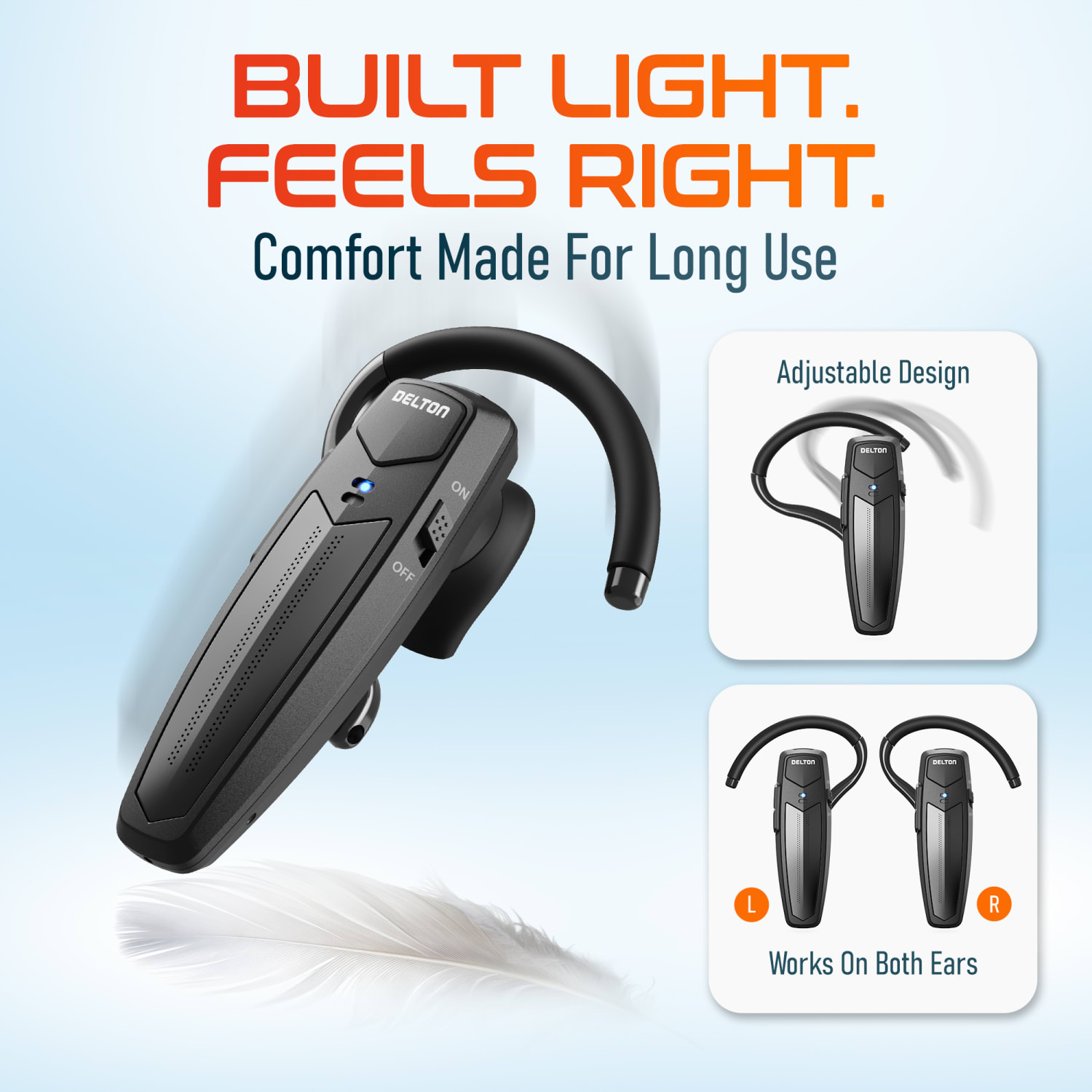 Delton 87X Wireless Bluetooth Headset, Black, Total Qty 1 - Image 6