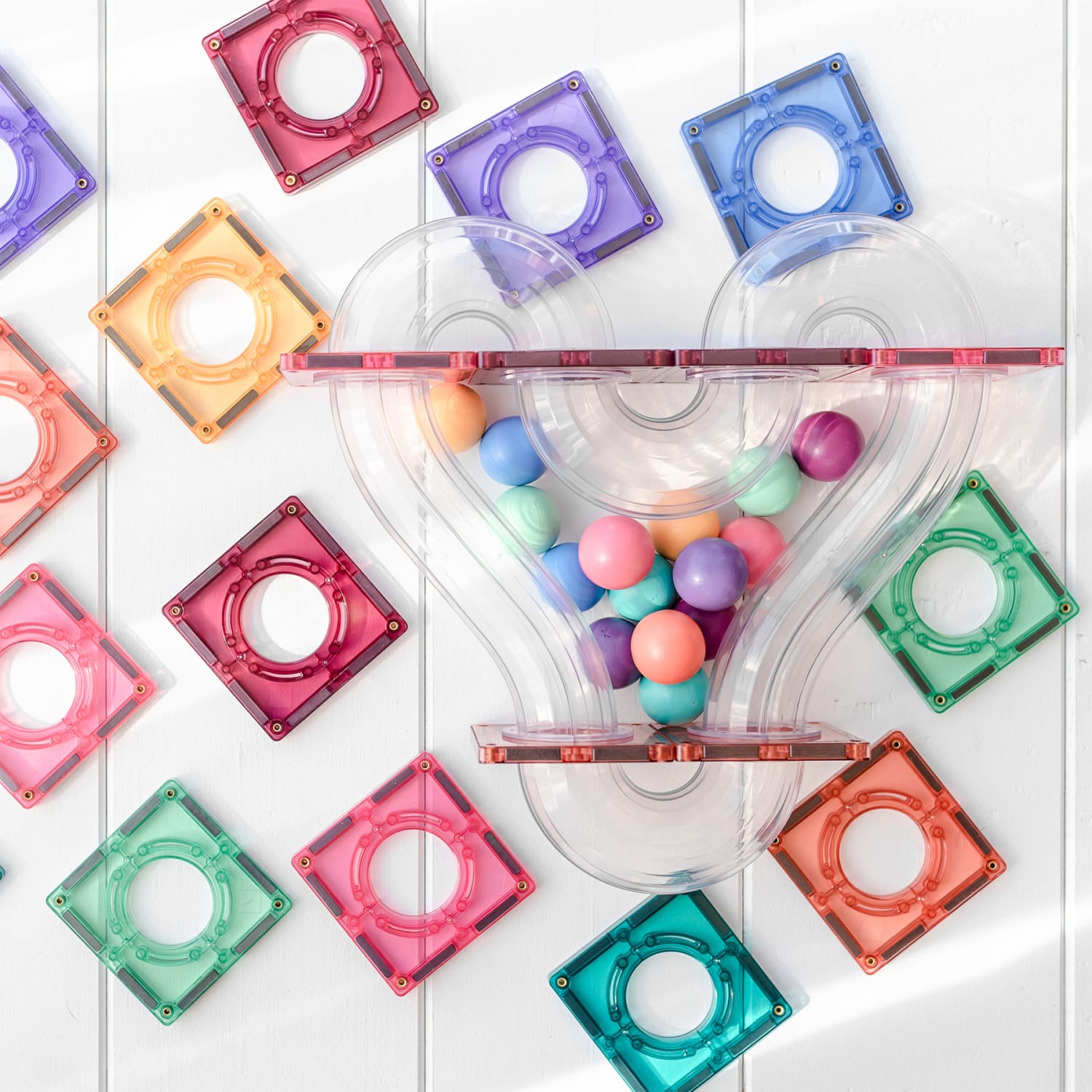 Connetix Magnetic Tiles Pastel Ball Run Pack, 106 Pieces - Image 4