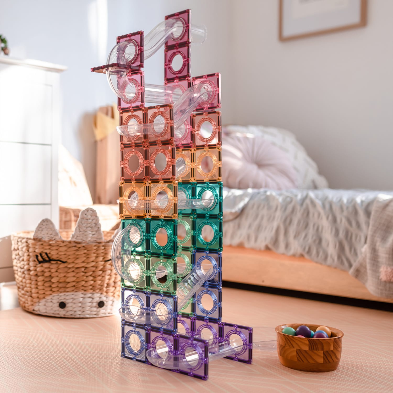 Connetix Magnetic Tiles Pastel Ball Run Pack, 106 Pieces - Image 6