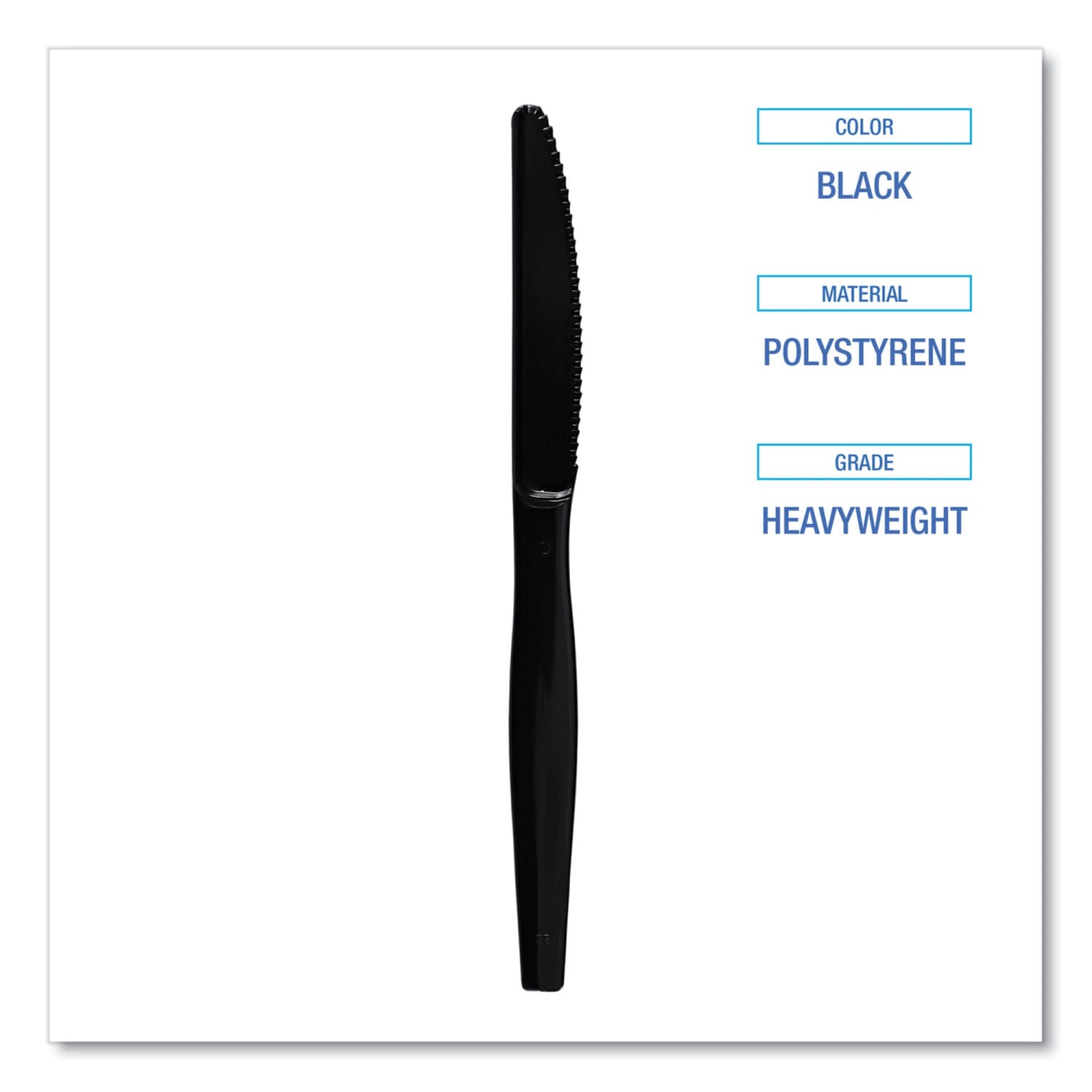 Boardwalk Heavyweight Polystyrene Cutlery, Knife, 6-7/16inL, Black, Carton Of 1,000 Knives - Image 6