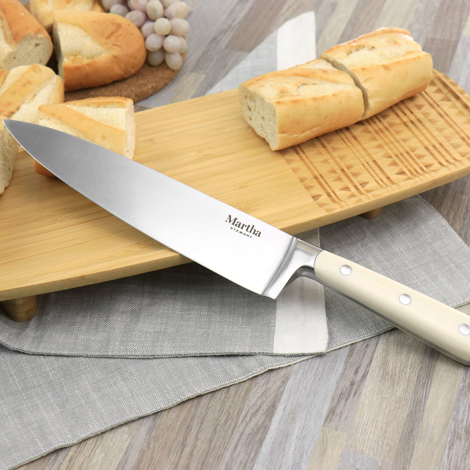 Martha Stewart Stainless-Steel Chef Knife, 8in Blade, Off-White - Image 3