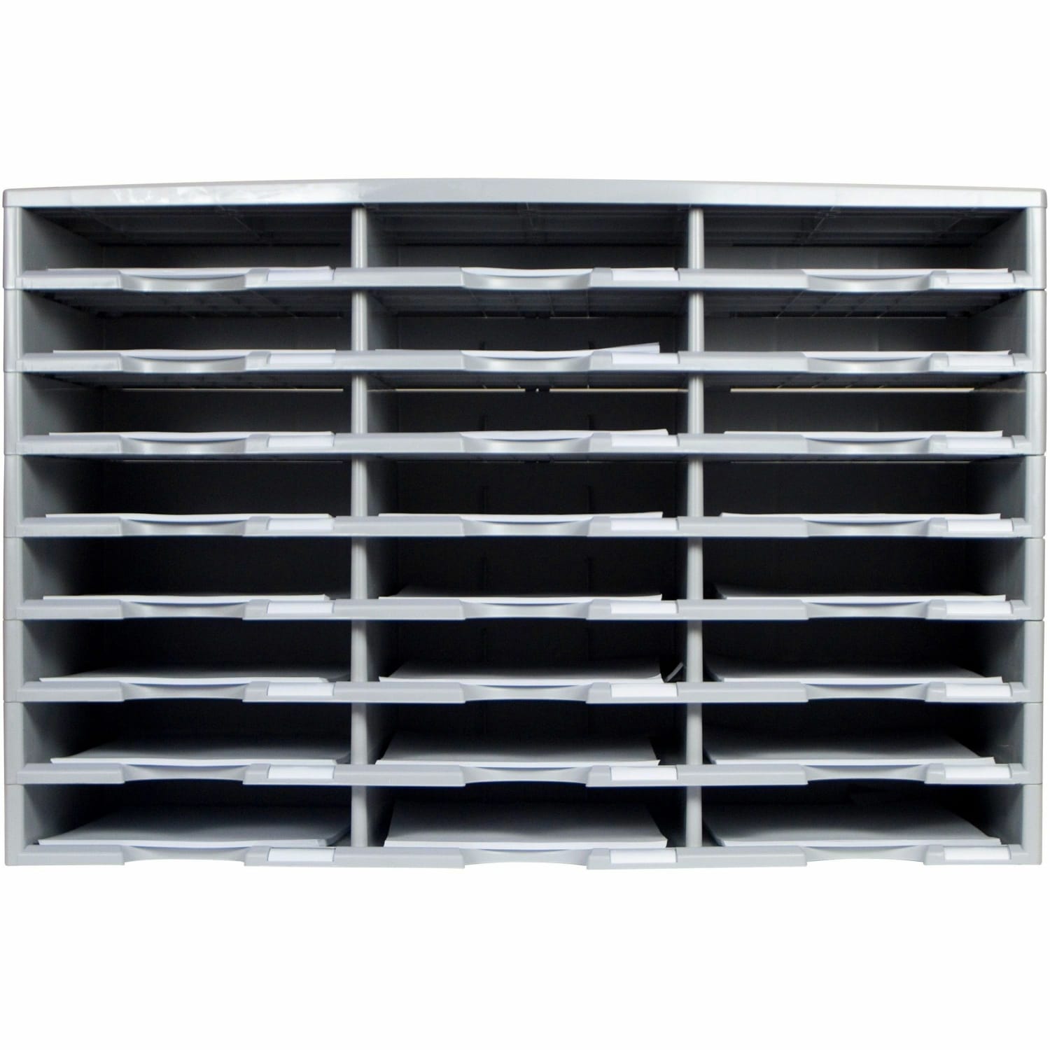 Storex Stackable Literature Sorter - 12000 x Sheet - 24 Compartment(s) - 9.50in x 12in - 20.5in Height x 14.1in Width31.4in Length - Gray - Plastic, Polystyrene - 1 Each - Image 3