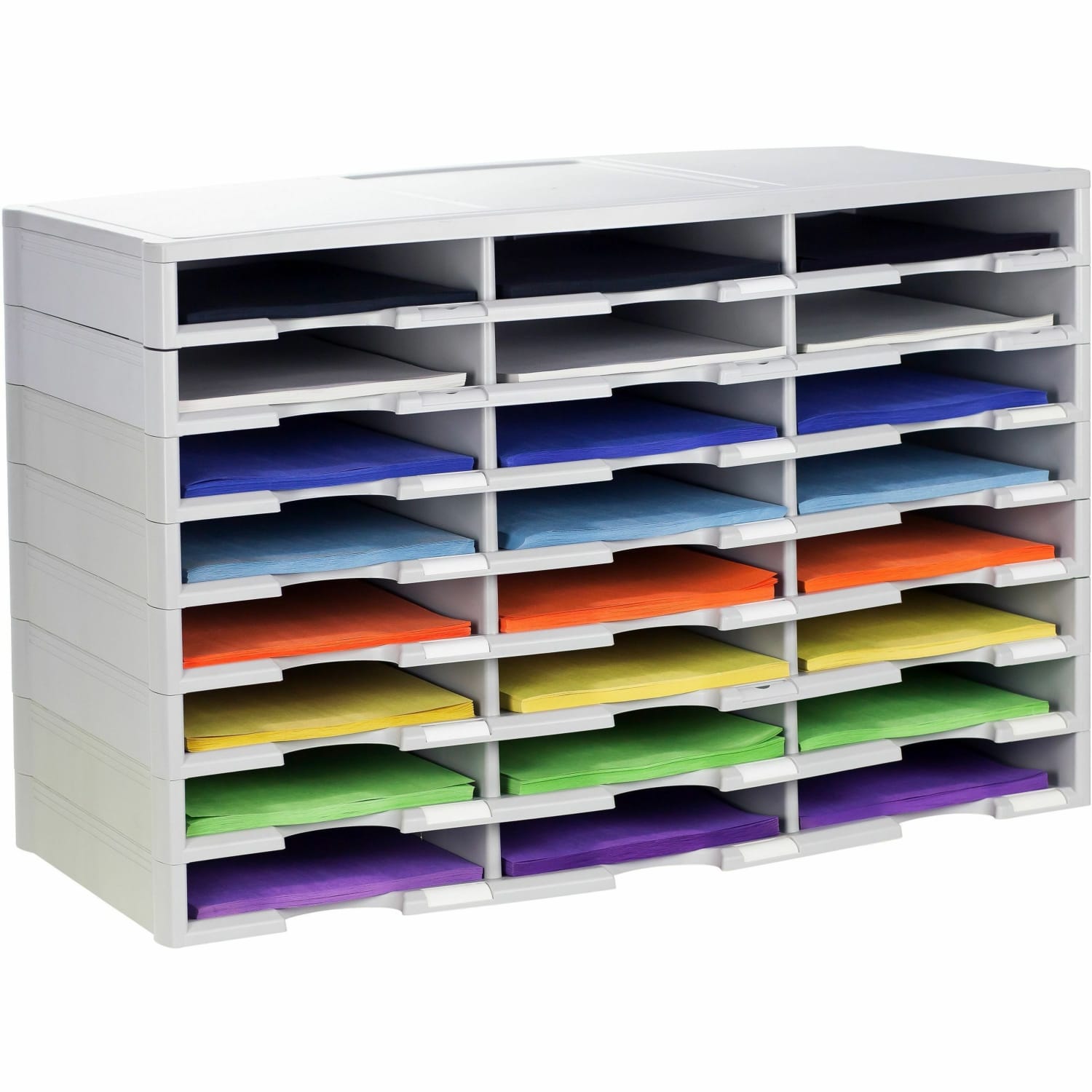 Storex Stackable Literature Sorter - 12000 x Sheet - 24 Compartment(s) - 9.50in x 12in - 20.5in Height x 14.1in Width31.4in Length - Gray - Plastic, Polystyrene - 1 Each - Image 5