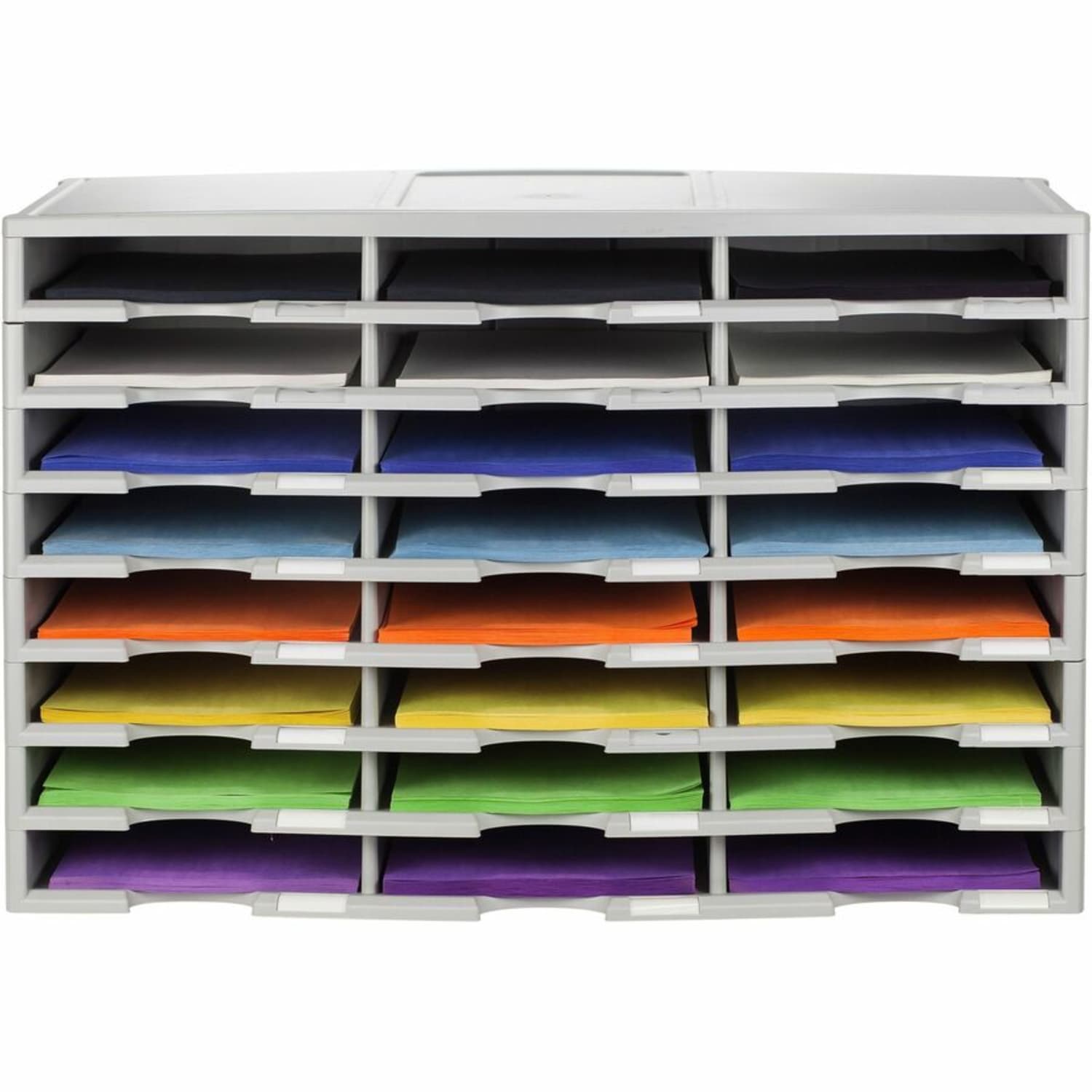 Storex Stackable Literature Sorter - 12000 x Sheet - 24 Compartment(s) - 9.50in x 12in - 20.5in Height x 14.1in Width31.4in Length - Gray - Plastic, Polystyrene - 1 Each - Image 6