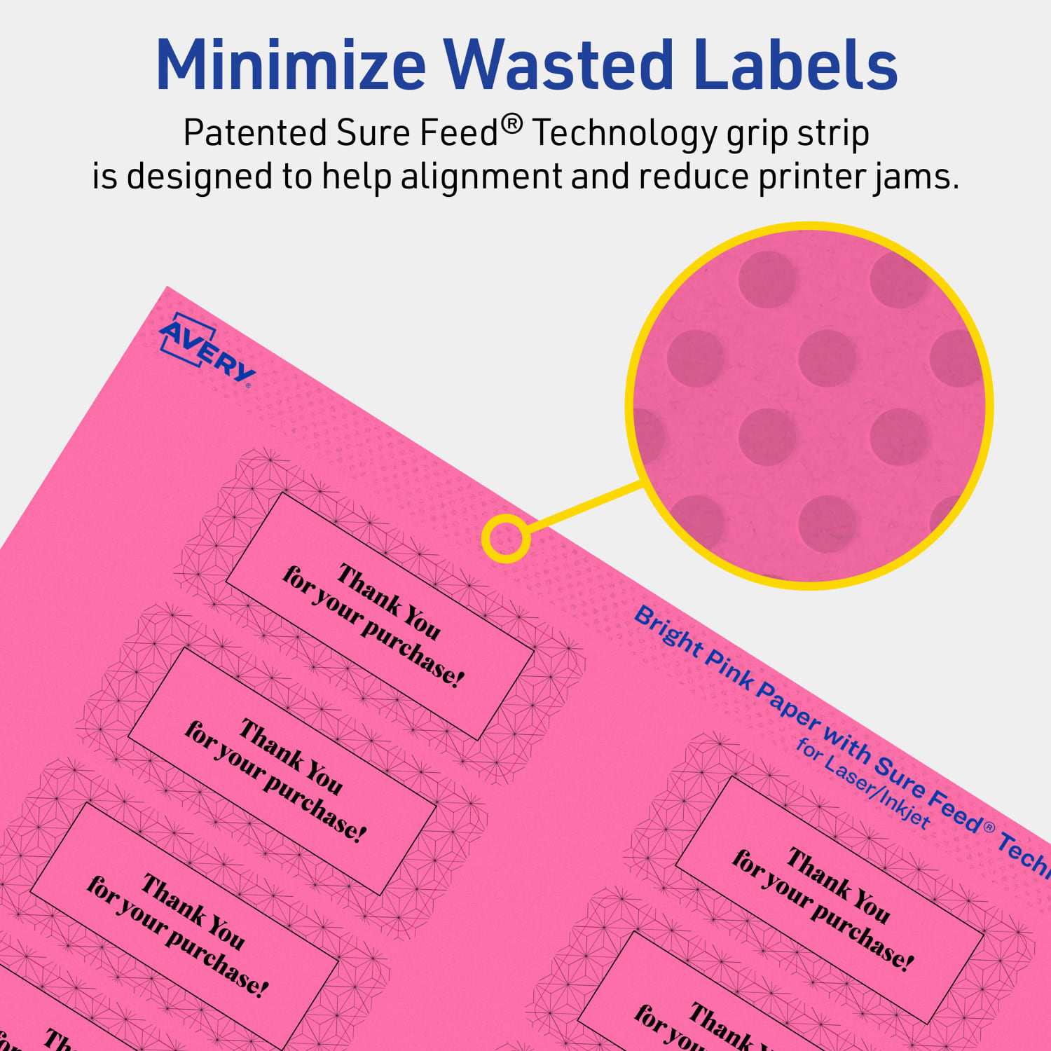 Avery Print-To-The-Edge Labels With Sure Feed Technology And Easy Peel, 94201-BPP80, Rectangle, 1in x 2-5/8in, Matte Bright Pink, Pack of 1280 - Image 5