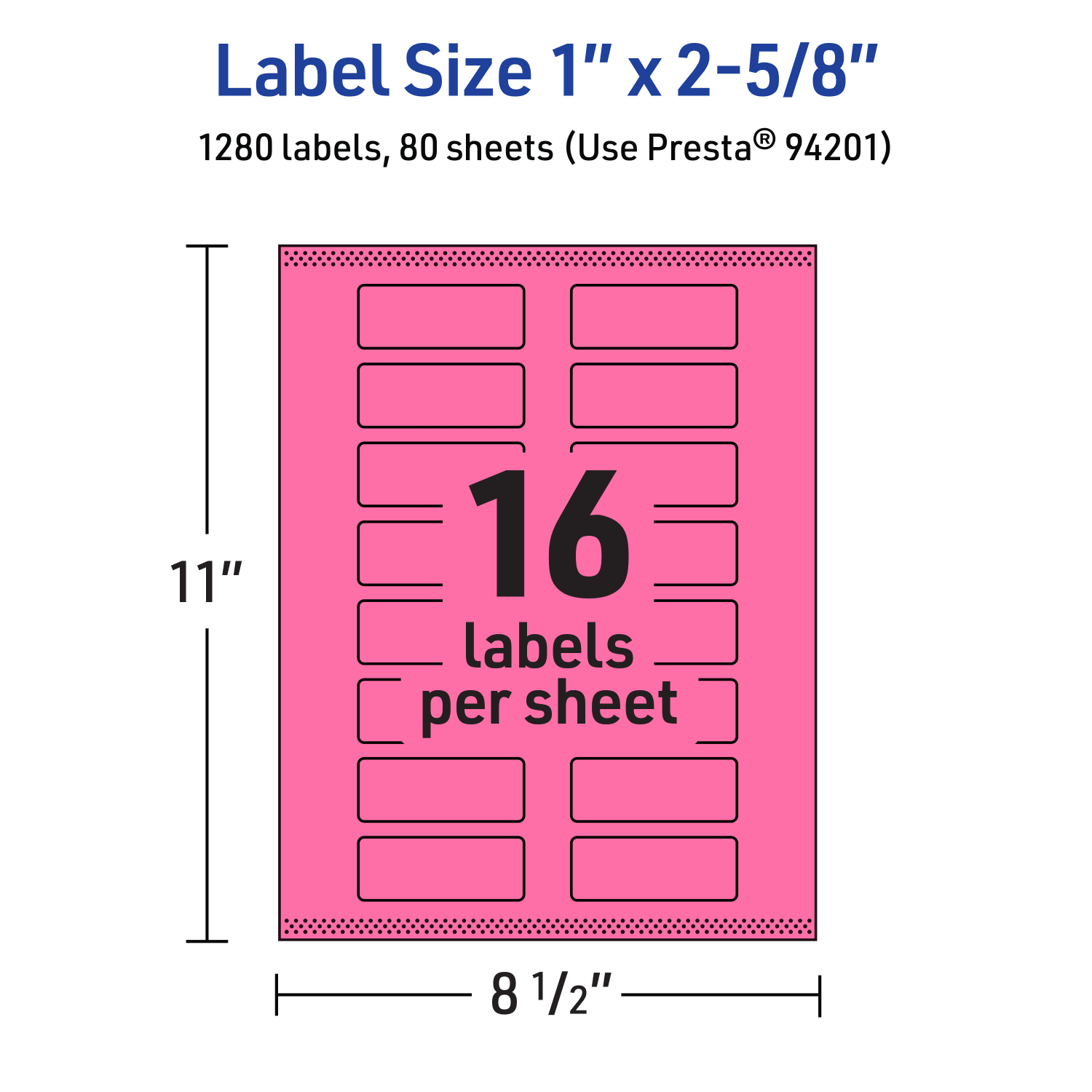 Avery Print-To-The-Edge Labels With Sure Feed Technology And Easy Peel, 94201-BPP80, Rectangle, 1in x 2-5/8in, Matte Bright Pink, Pack of 1280 - Image 6