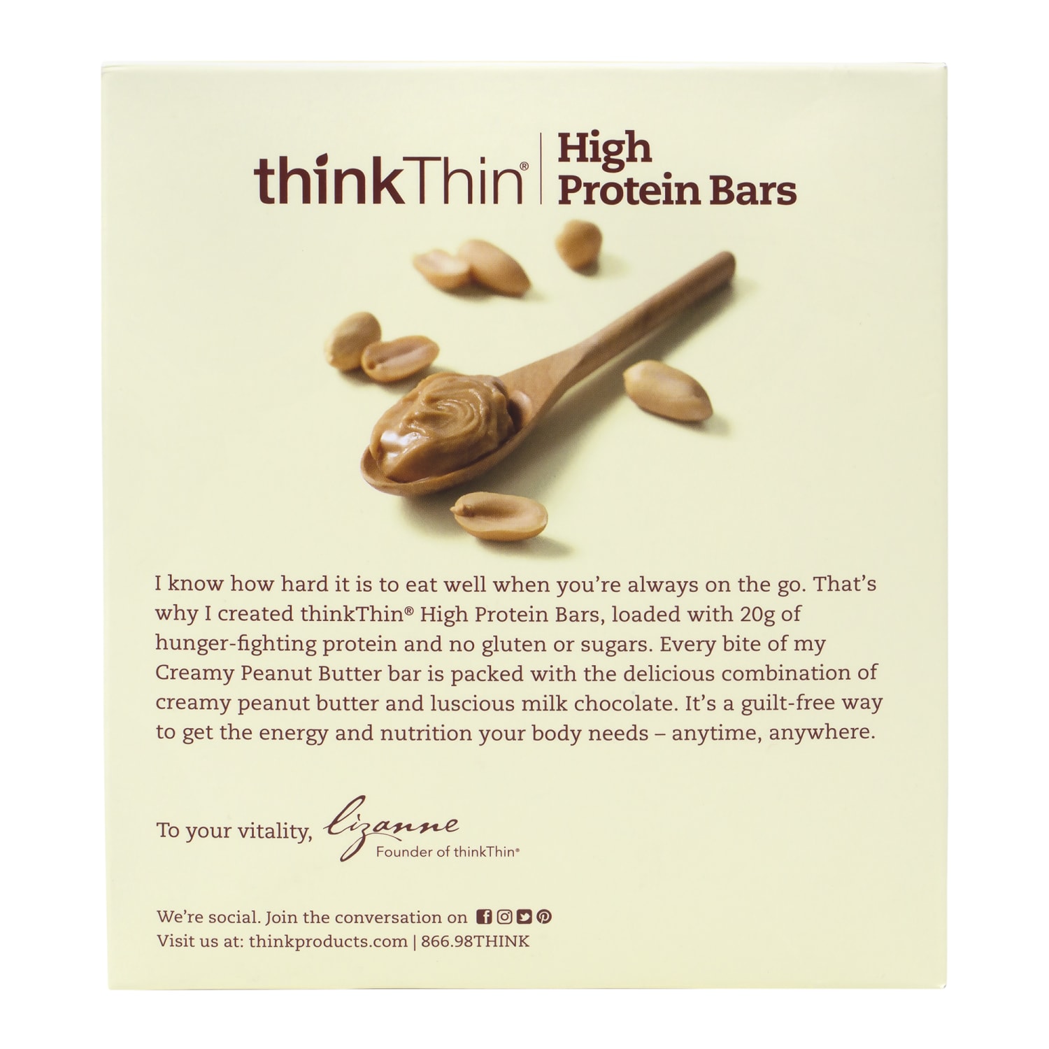thinkThin Creamy Peanut Butter High Protein Bars, 2.1 Oz, Box Of 10 Bars - Image 5